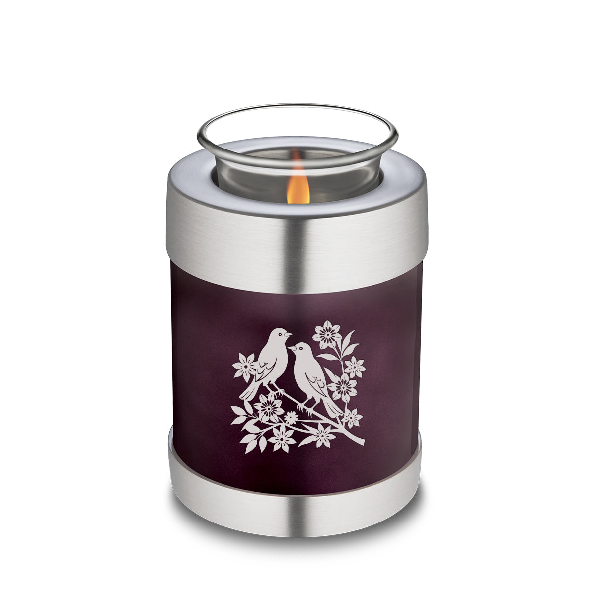 Candle Holder Embrace Cherry Purple Songbirds Cremation Urn