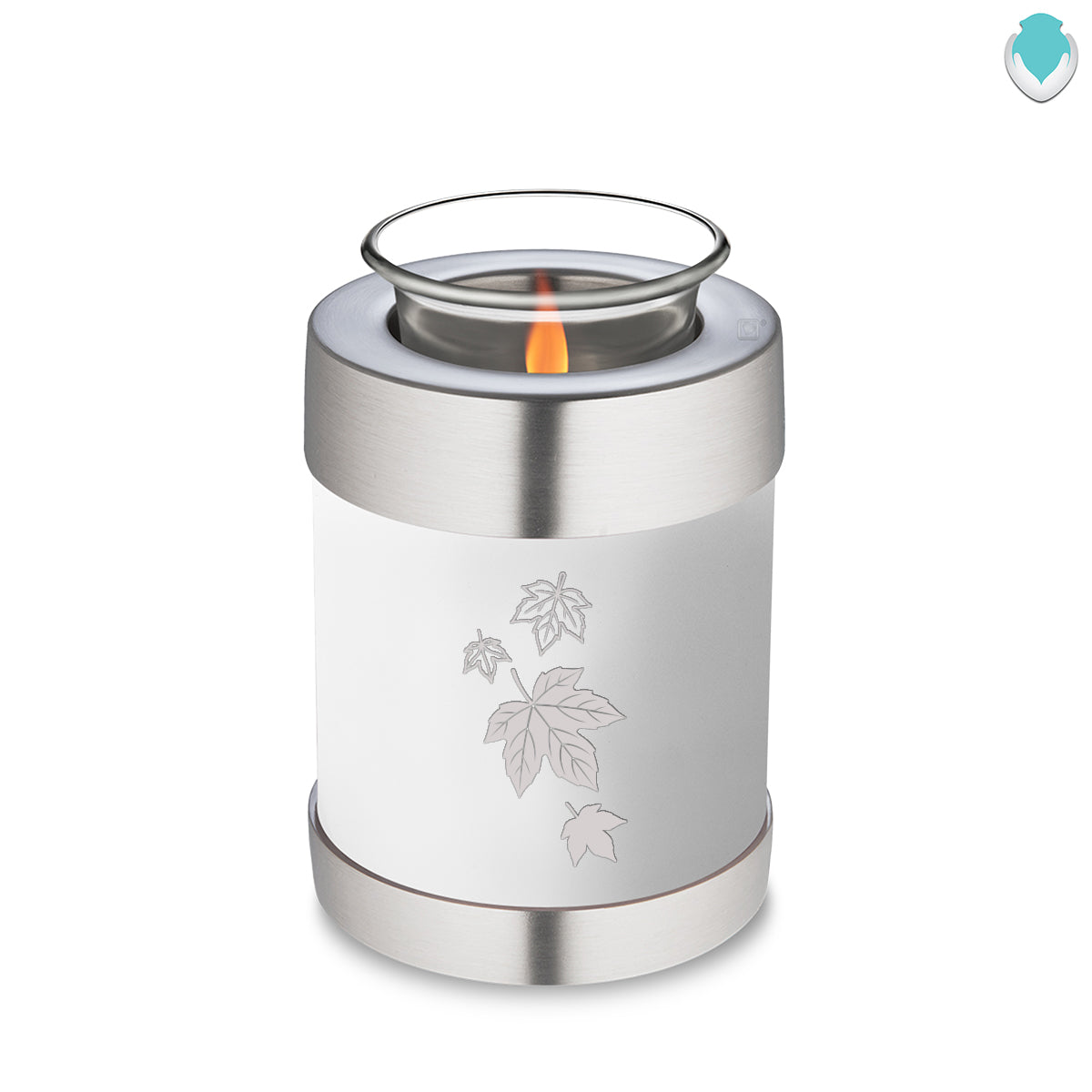 Candle Holder Embrace White Falling Leaves Cremation Urn