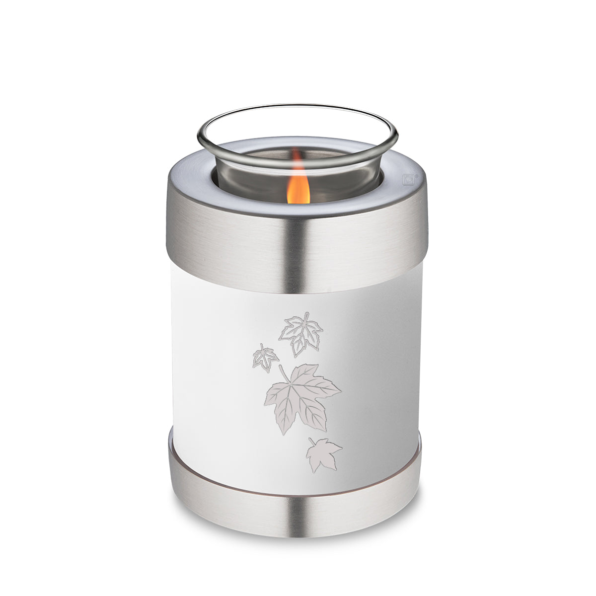 Candle Holder Embrace White Falling Leaves Cremation Urn