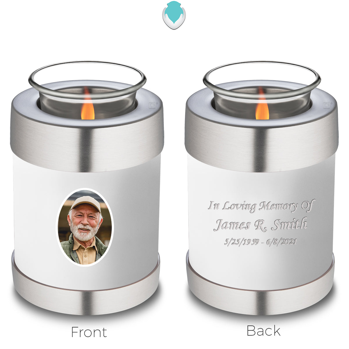 Candle Holder Embrace White Portrait Cremation Urn