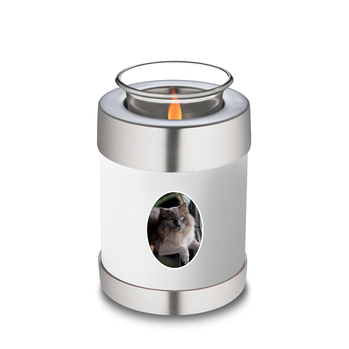 Candle Holder Pet Embrace White Portrait Cremation Urn
