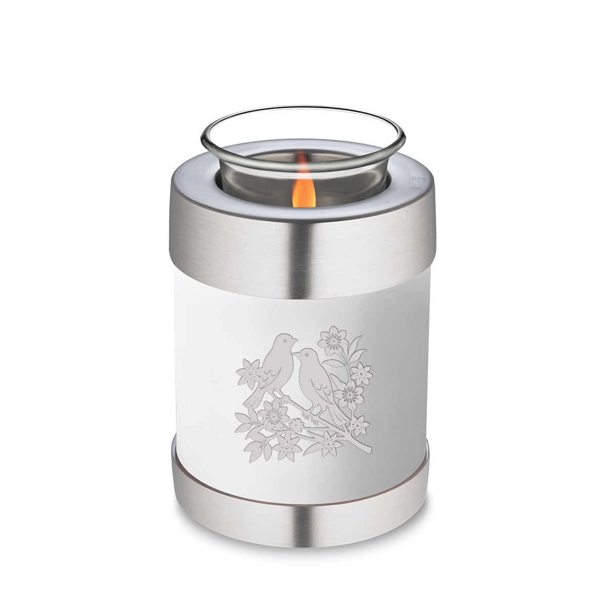 Candle Holder Embrace White Songbirds Cremation Urn