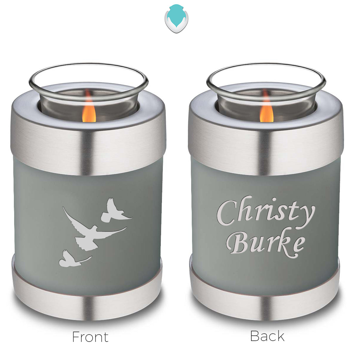 Candle Holder Embrace Slate Grey Doves Cremation Urn