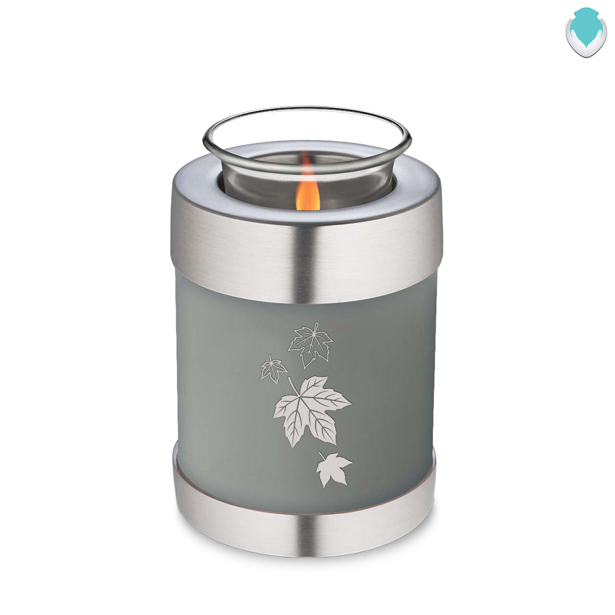 Candle Holder Embrace Slate Grey Falling Leaves Cremation Urn