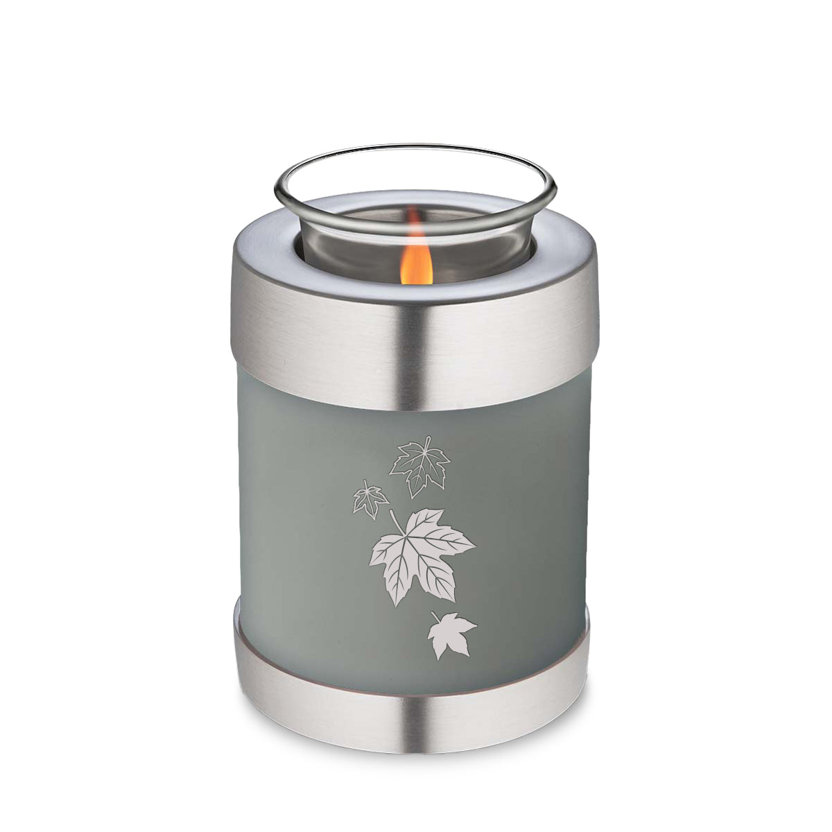 Candle Holder Embrace Slate Grey Falling Leaves Cremation Urn