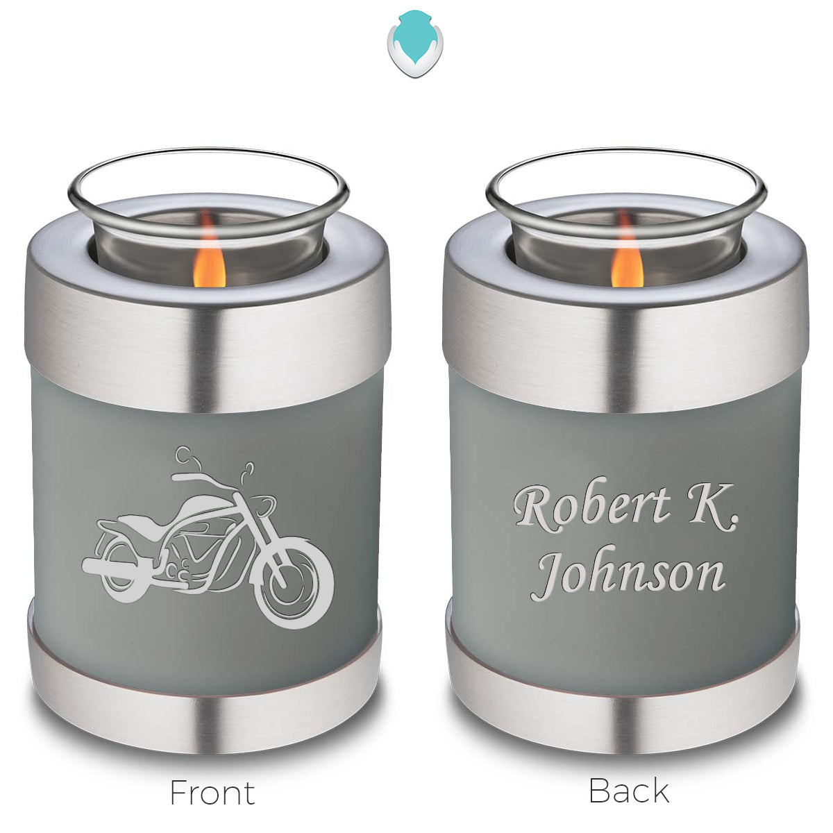 Candle Holder Embrace Slate Grey Motorcycle Cremation Urn