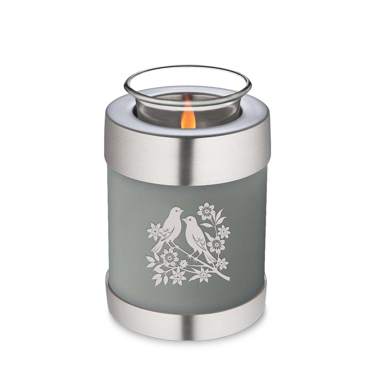 Candle Holder Embrace Slate Grey Songbirds Cremation Urn