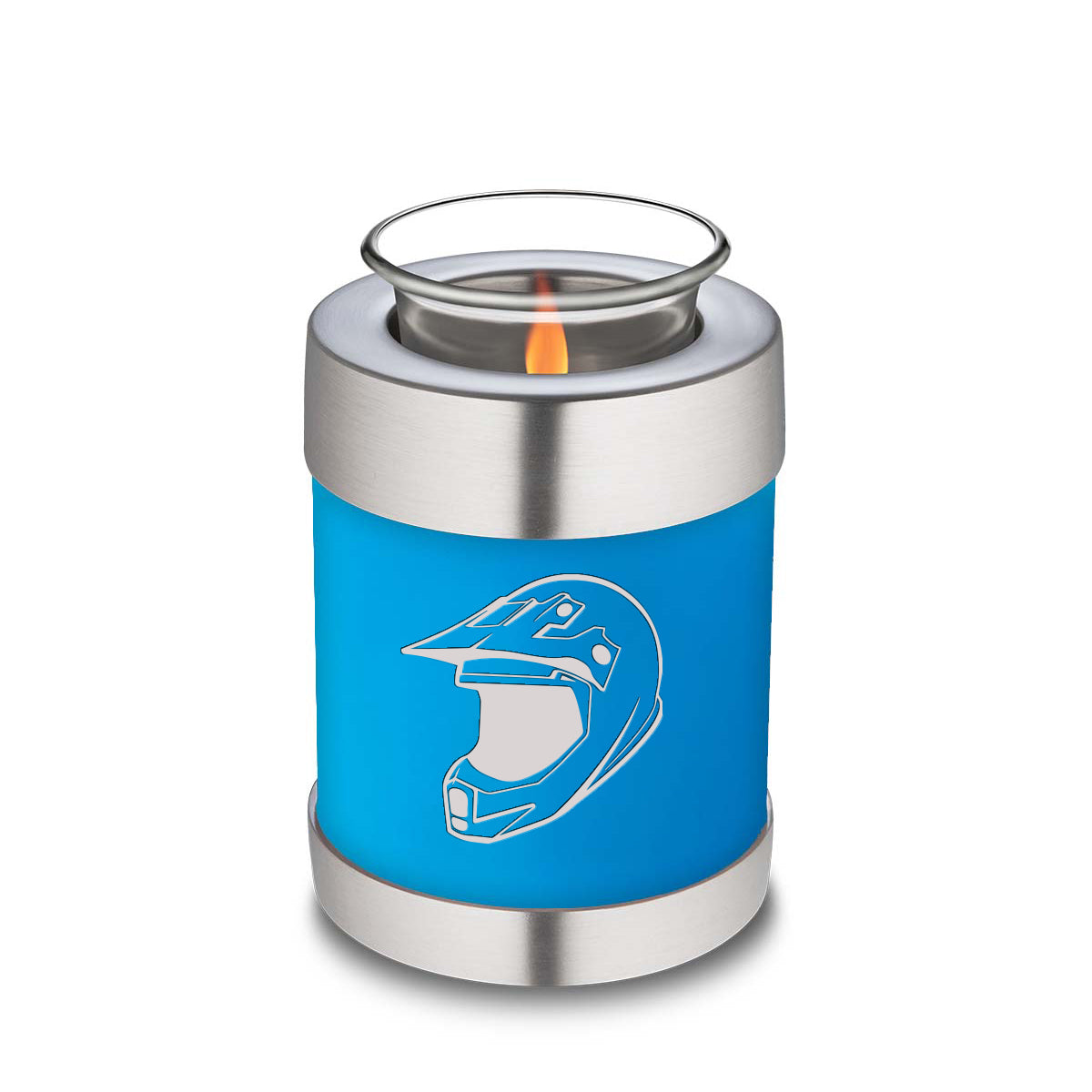 Candle Holder Embrace Racing Blue Dirt Bike Cremation Urn
