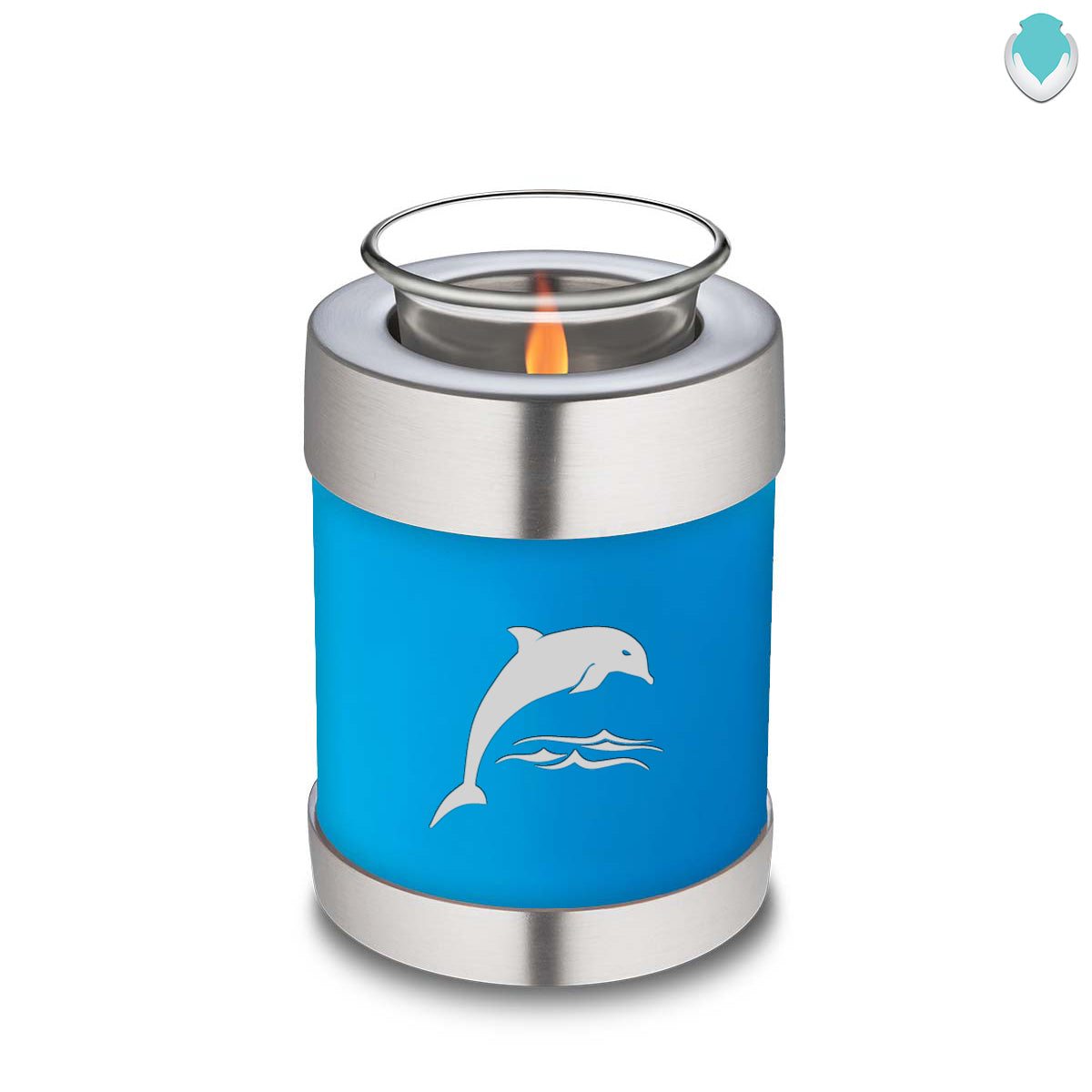 Candle Holder Embrace Racing Blue Dolphin Cremation Urn