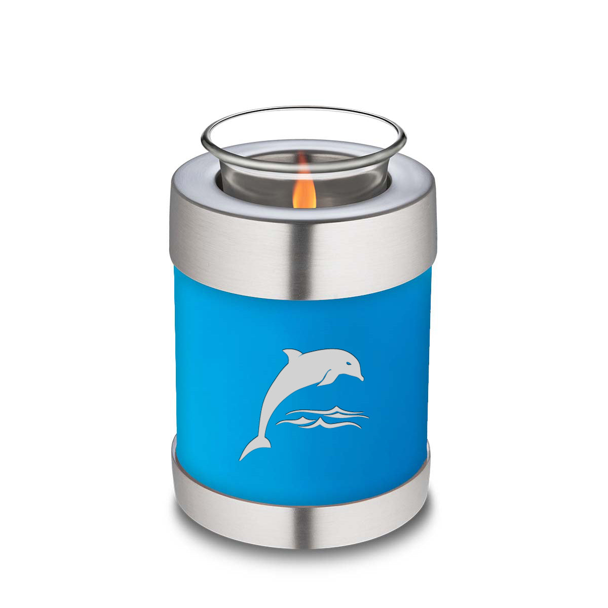 Candle Holder Embrace Racing Blue Dolphin Cremation Urn