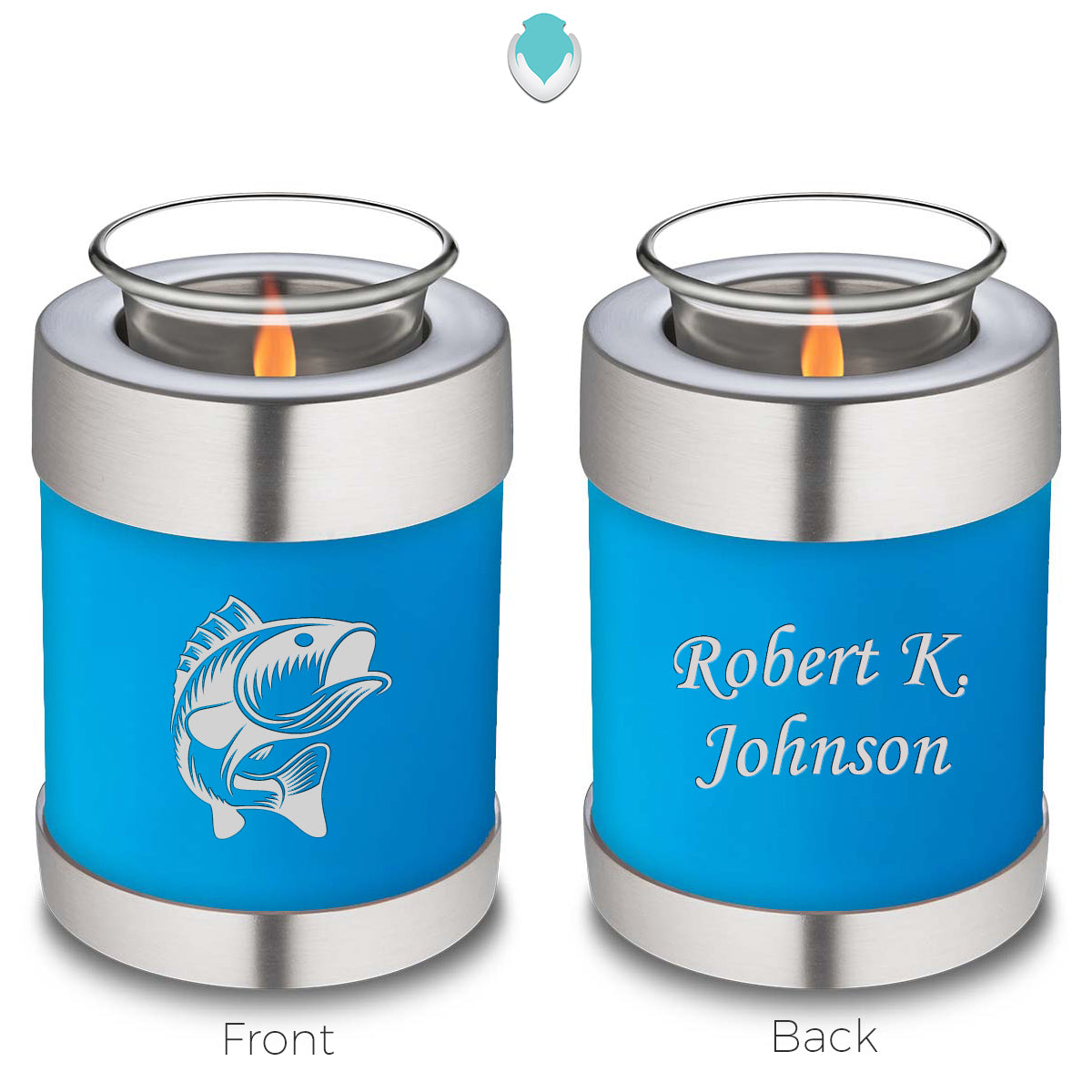 Candle Holder Embrace Racing Blue Fishing Cremation Urn