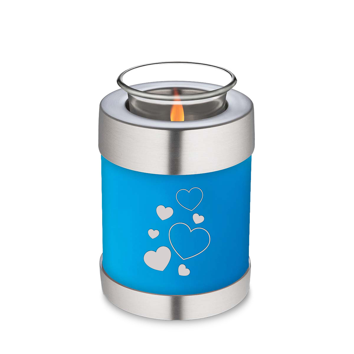 Candle Holder Embrace Racing Blue Floating Heart Cremation Urn