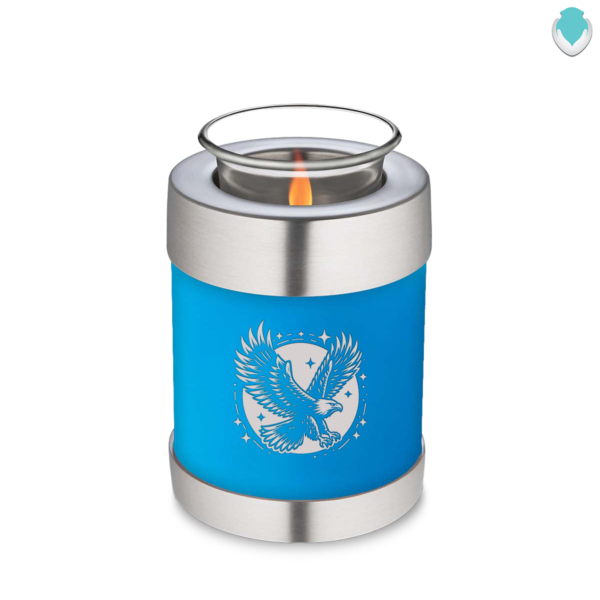 Candle Holder Embrace Racing Blue Flying Eagle Cremation Urn
