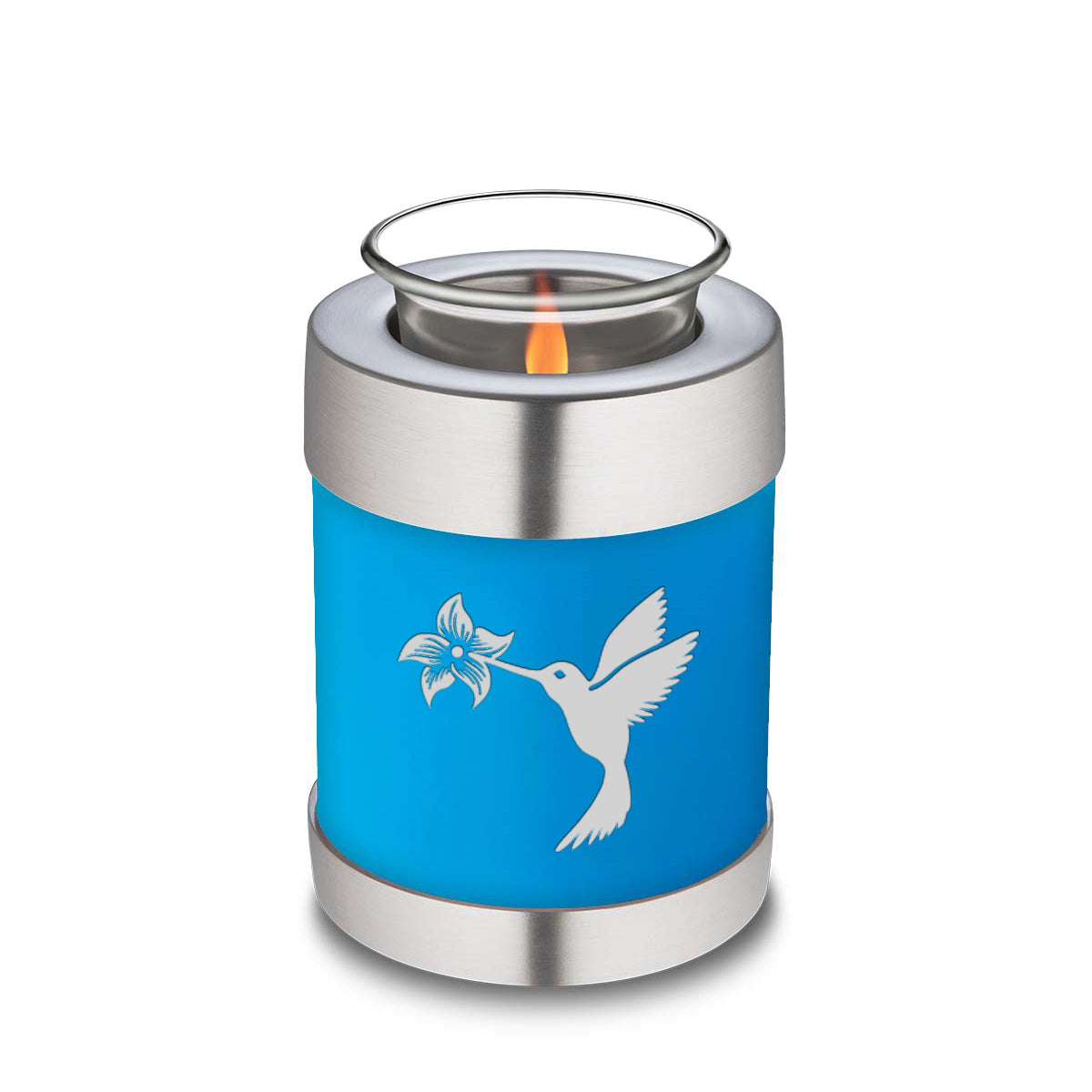 Candle Holder Embrace Racing Blue Hummingbird Cremation Urn