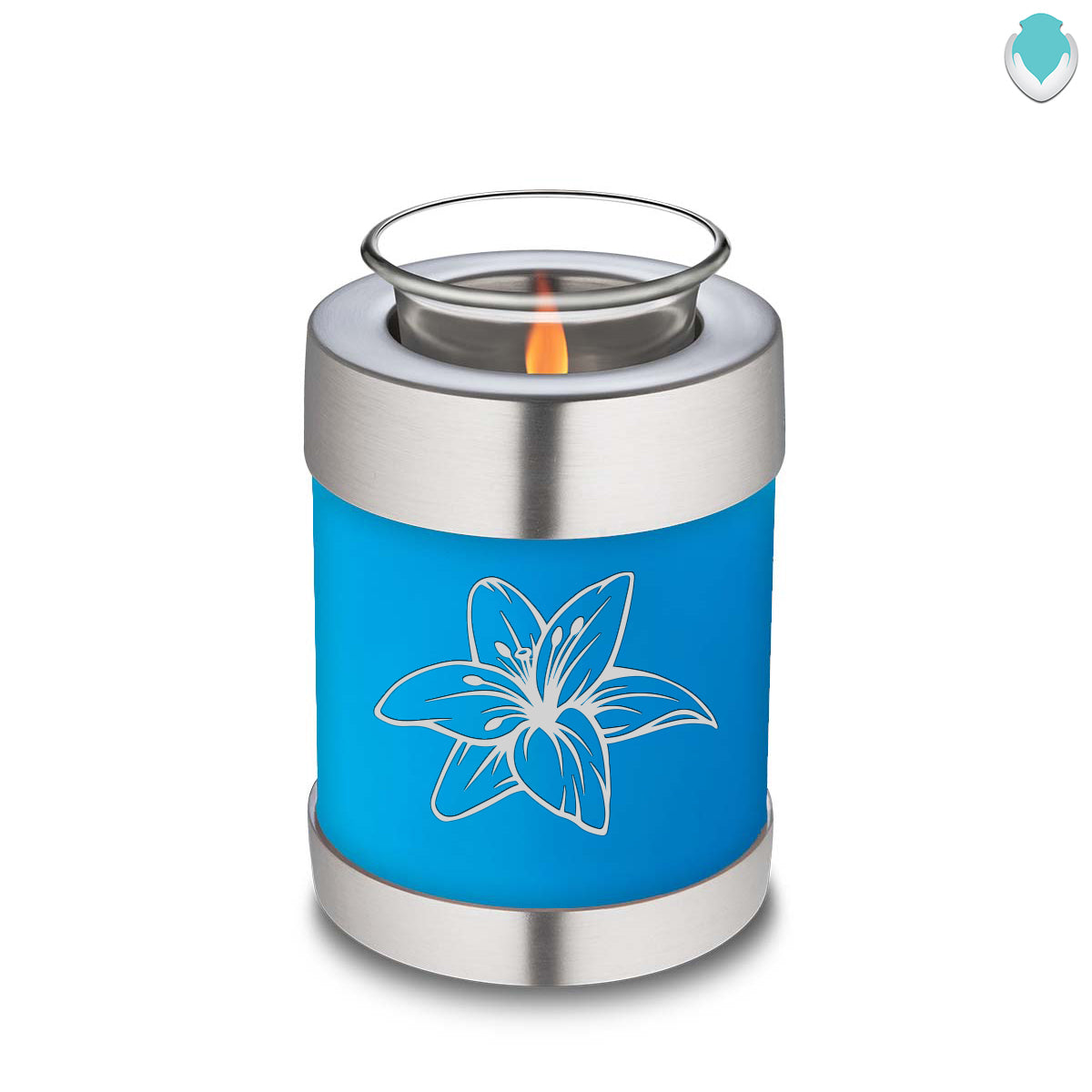 Candle Holder Embrace Racing Blue Lily Cremation Urn
