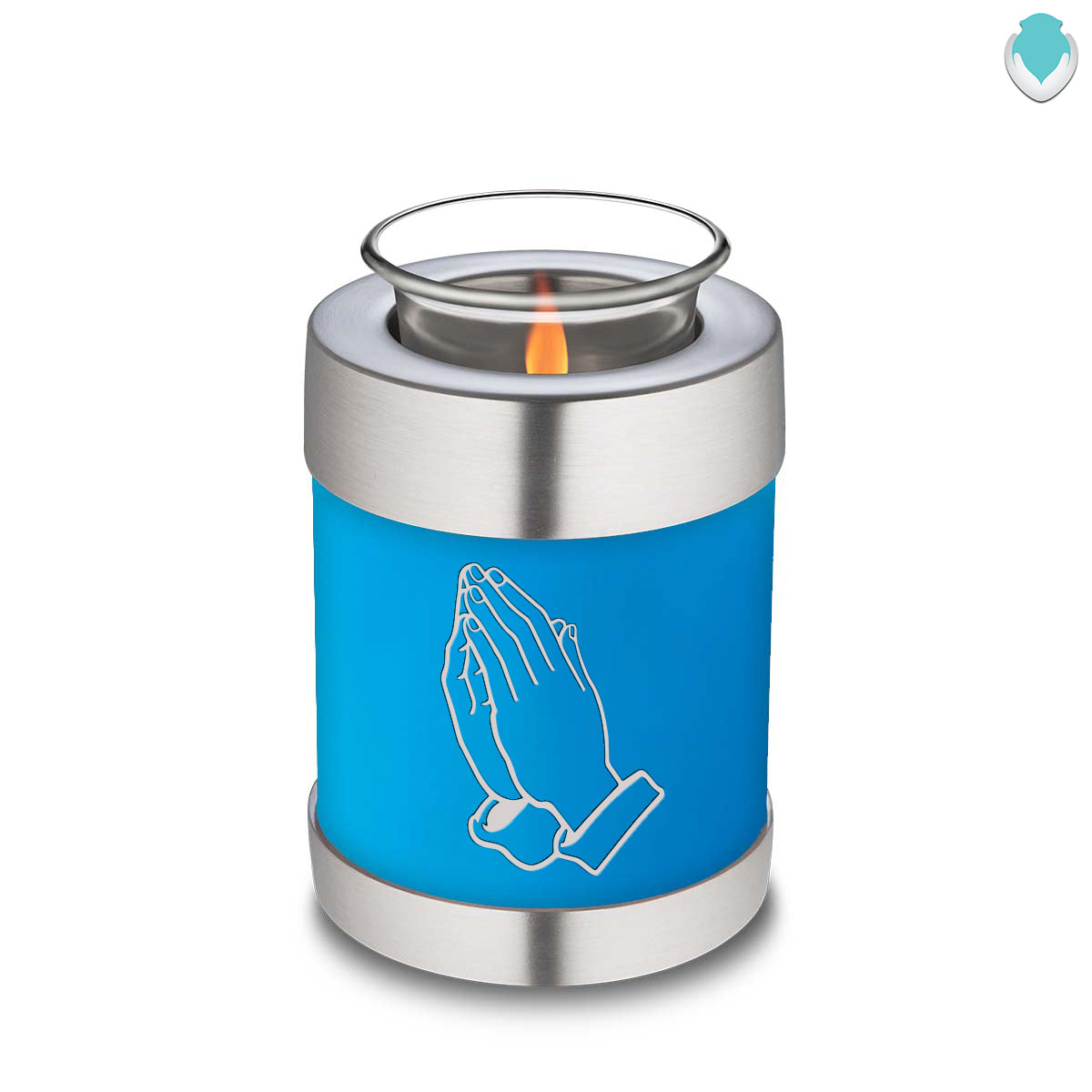 Candle Holder Embrace Racing Blue Praying Hands Cremation Urn