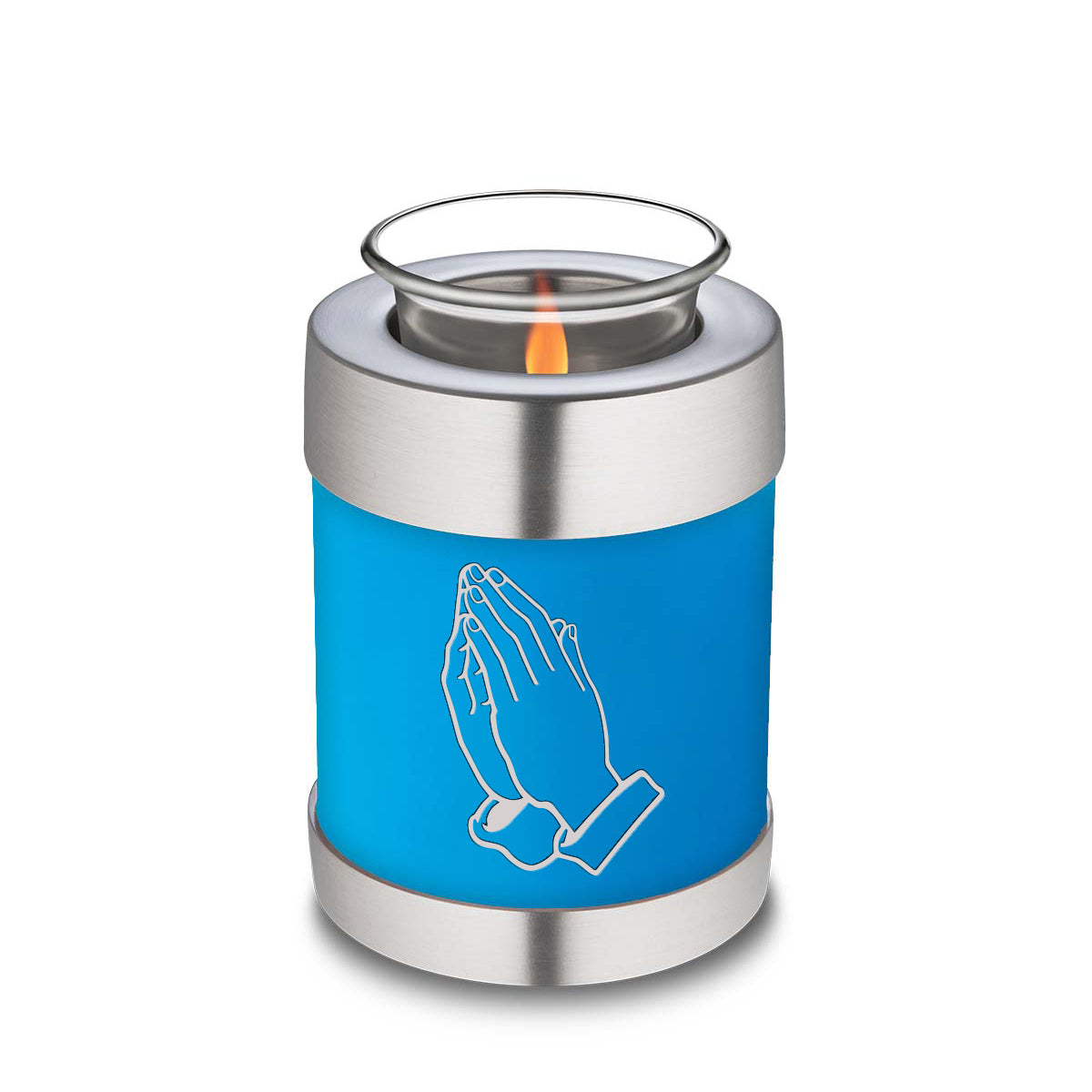 Candle Holder Embrace Racing Blue Praying Hands Cremation Urn