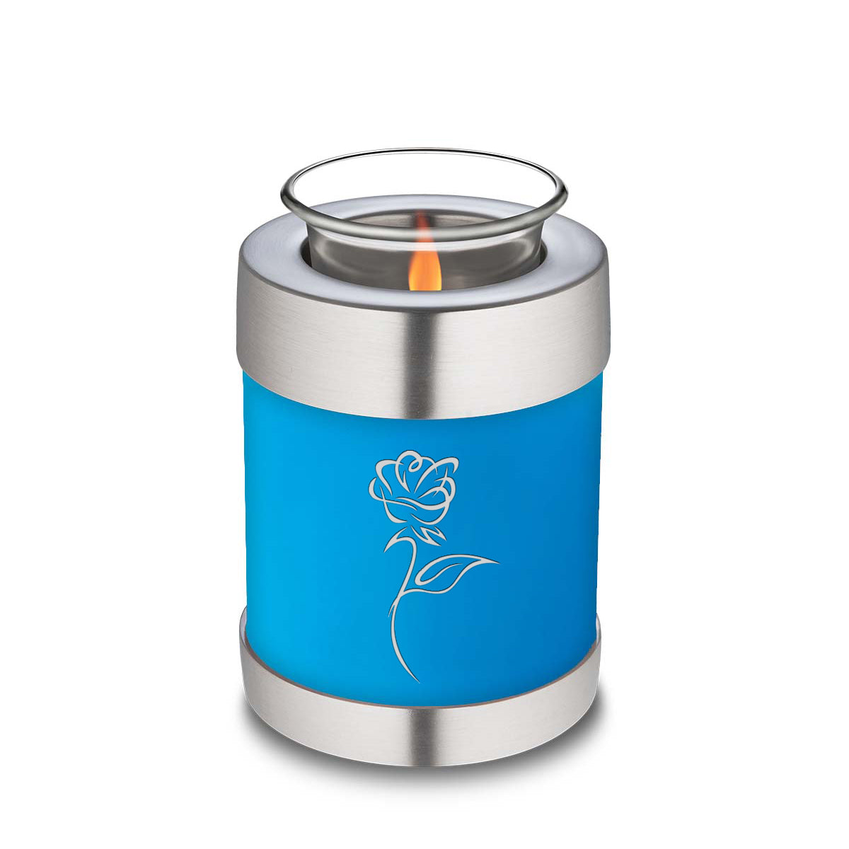Candle Holder Embrace Racing Blue Roses Cremation Urn