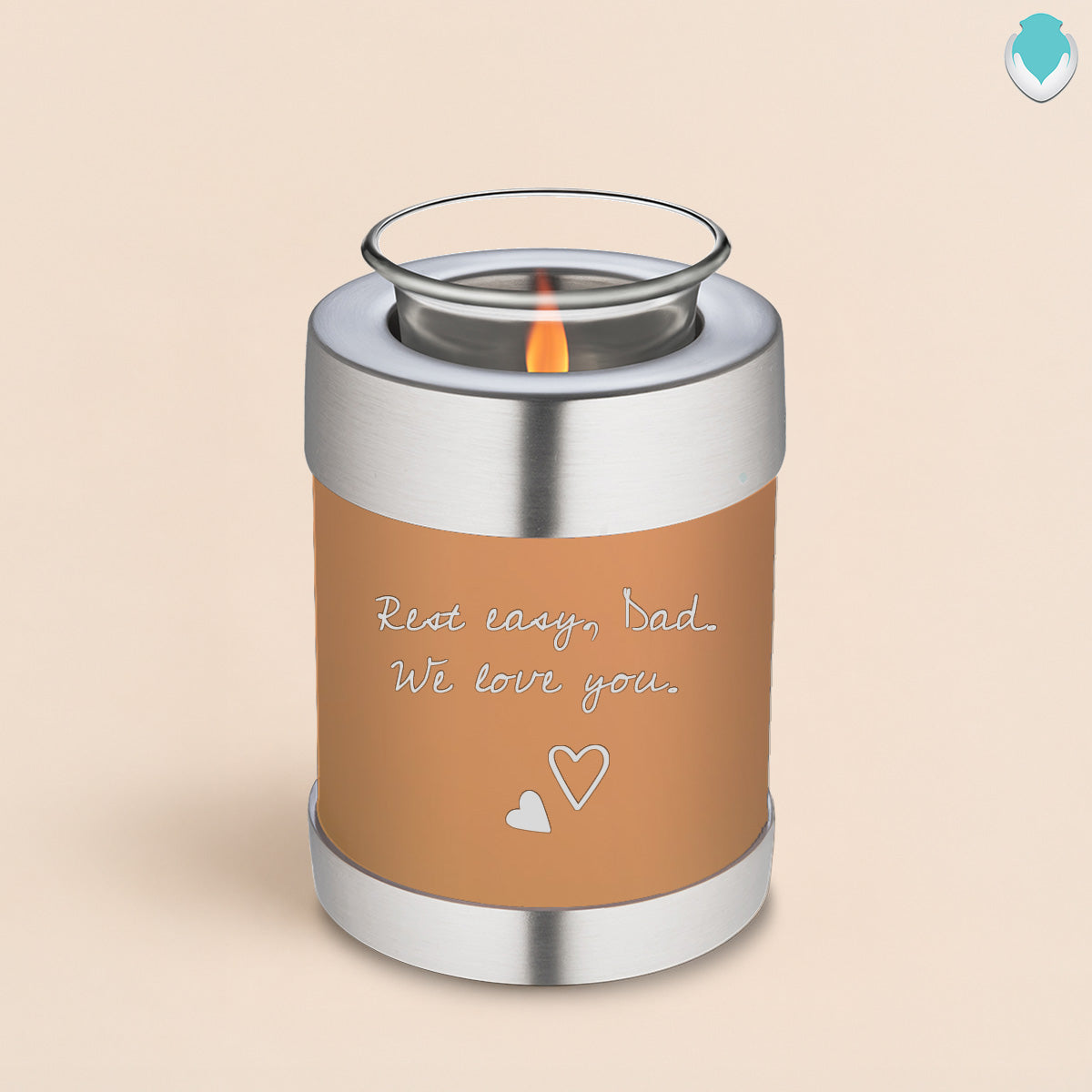 Candle Holder Embrace Beige Handwritten Cremation Urn