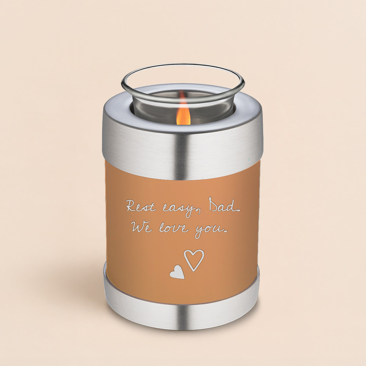 Candle Holder Embrace Beige Handwritten Cremation Urn