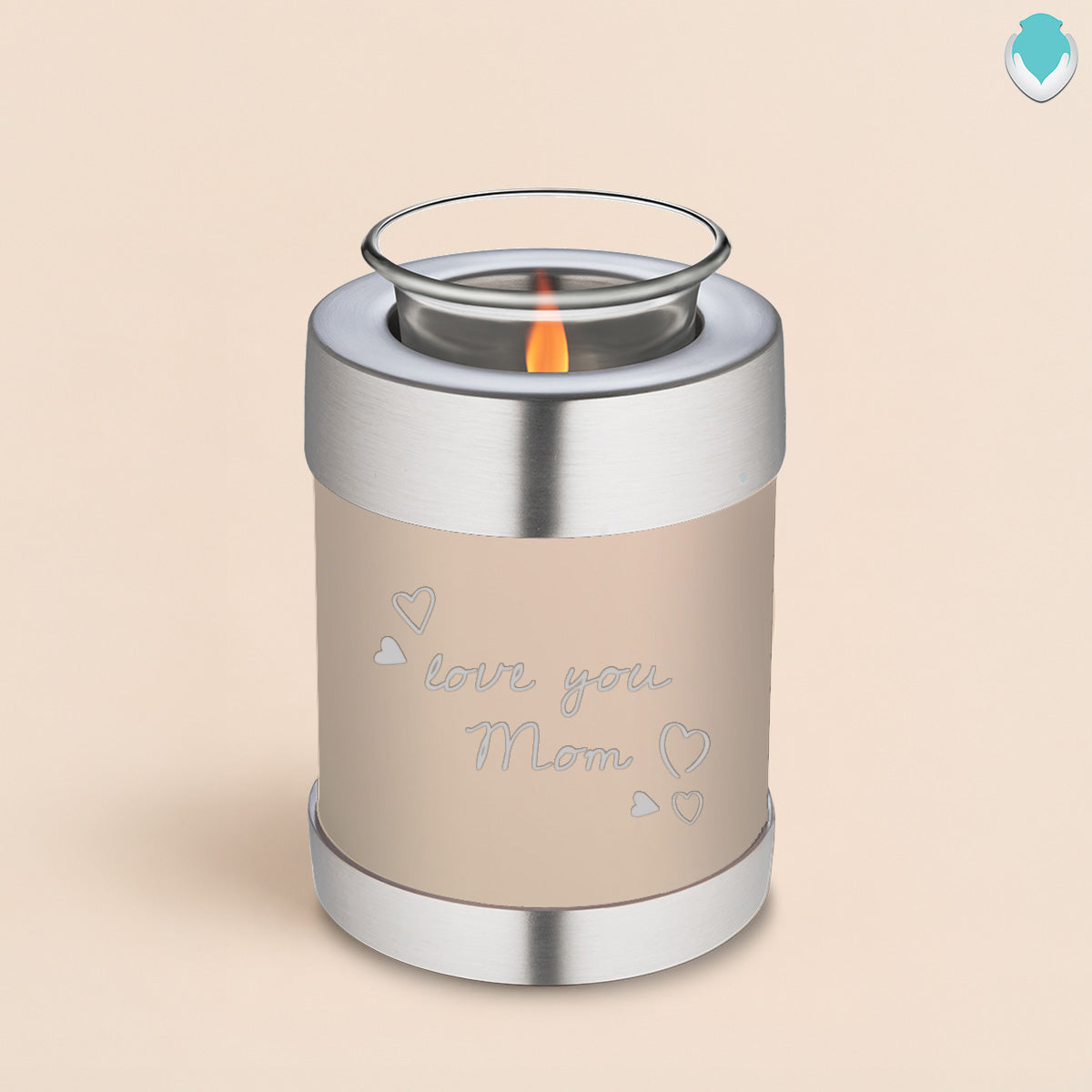 Candle Holder Embrace Cream Handwritten Cremation Urn