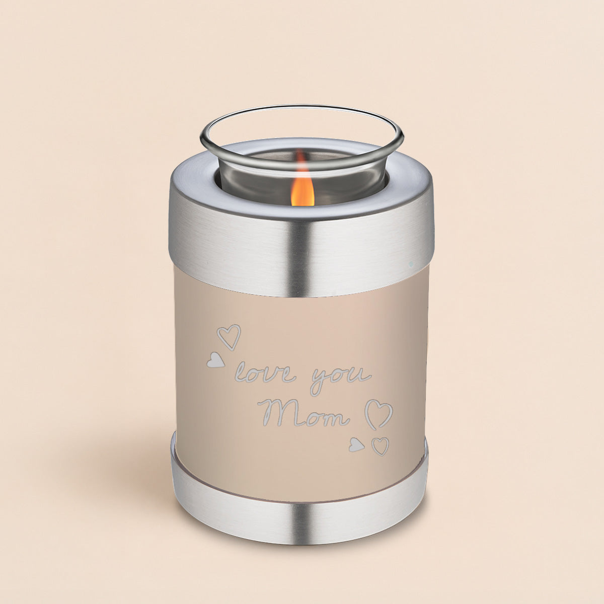 Candle Holder Embrace Cream Handwritten Cremation Urn