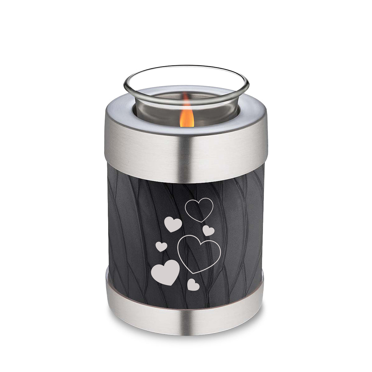 Candle Holder Embrace Pearl Black Floating Heart Cremation Urn