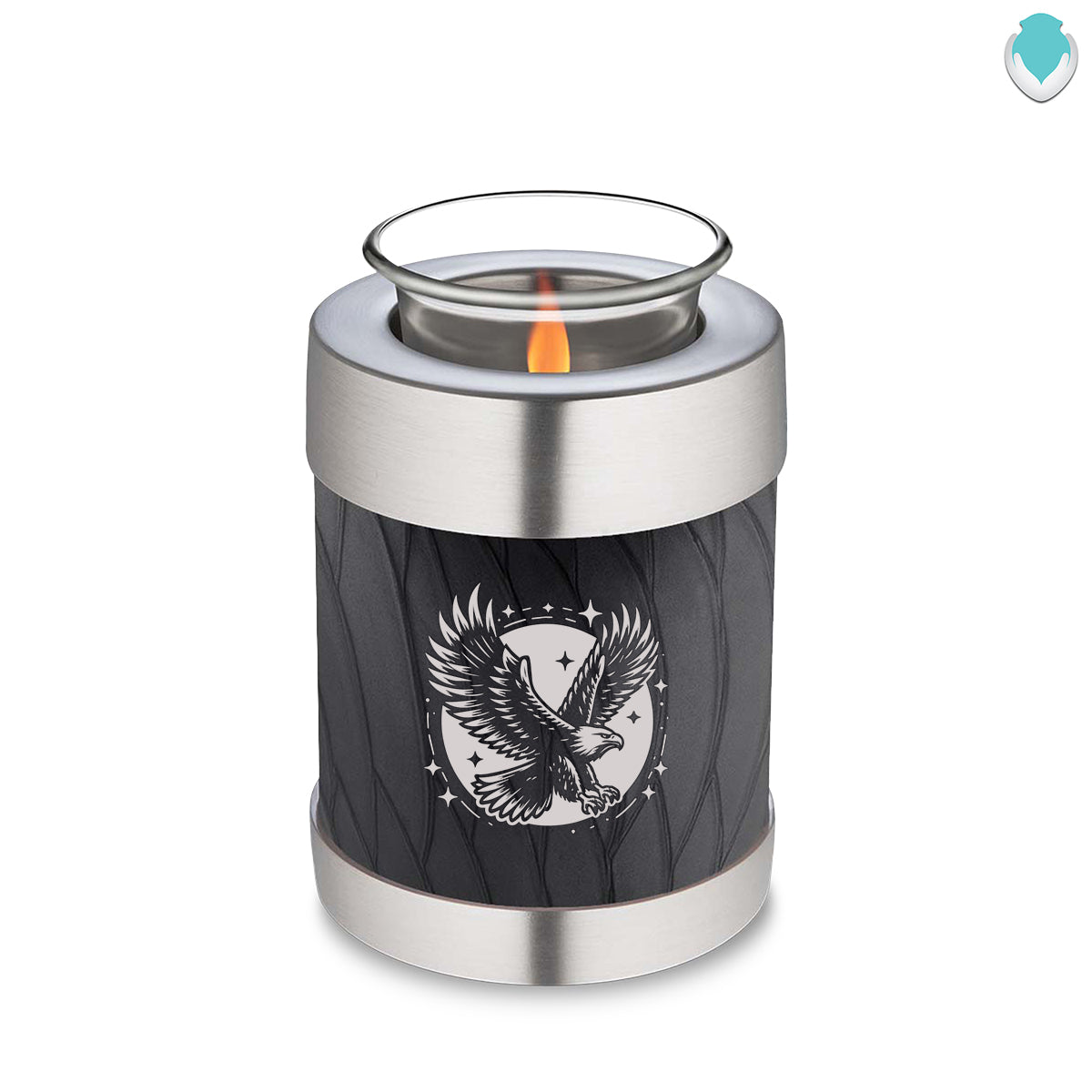 Candle Holder Embrace Pearl Black Flying Eagle Cremation Urn