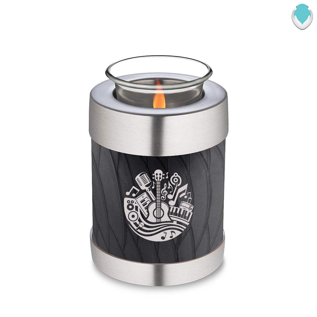 Candle Holder Embrace Pearl Black Music Cremation Urn