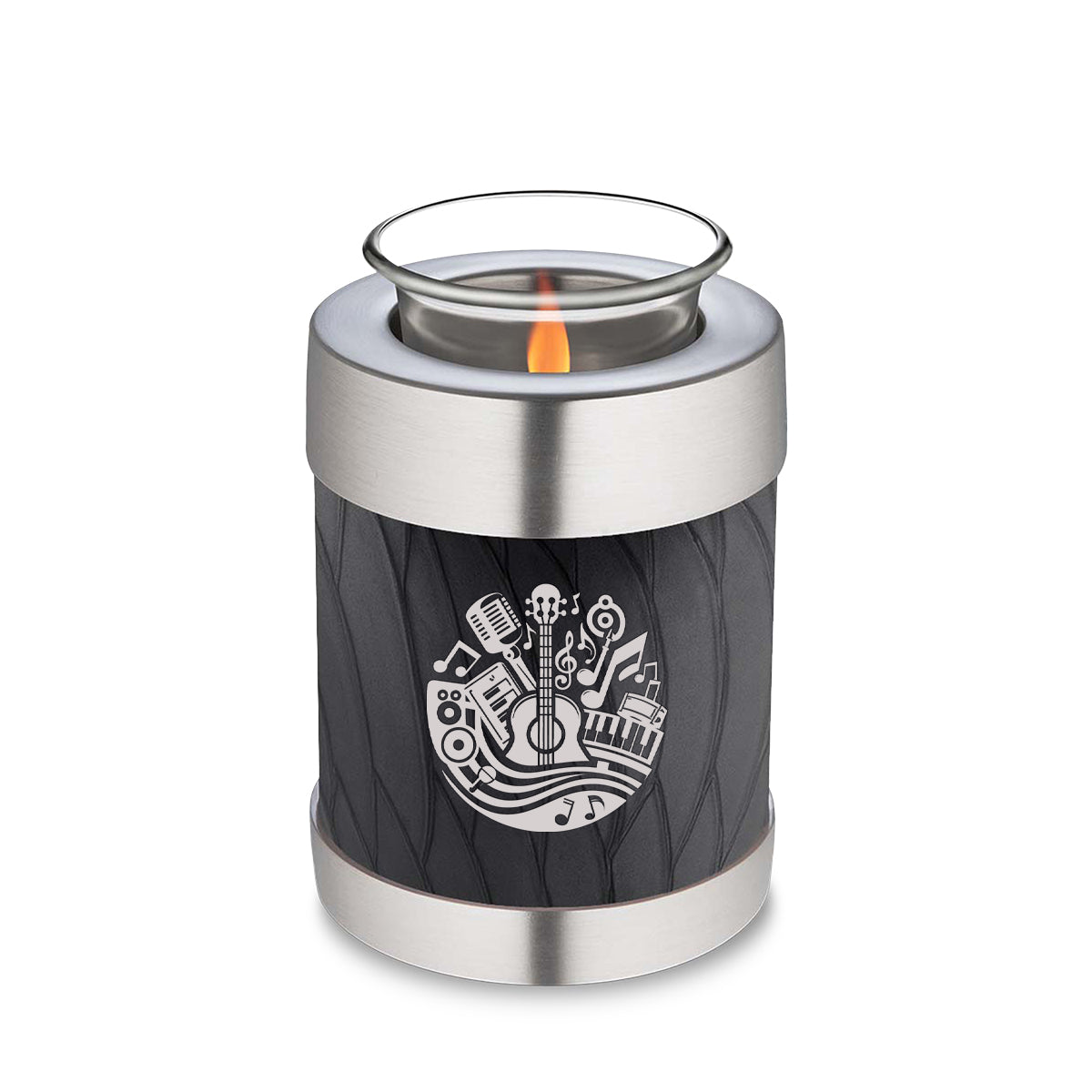 Candle Holder Embrace Pearl Black Music Cremation Urn