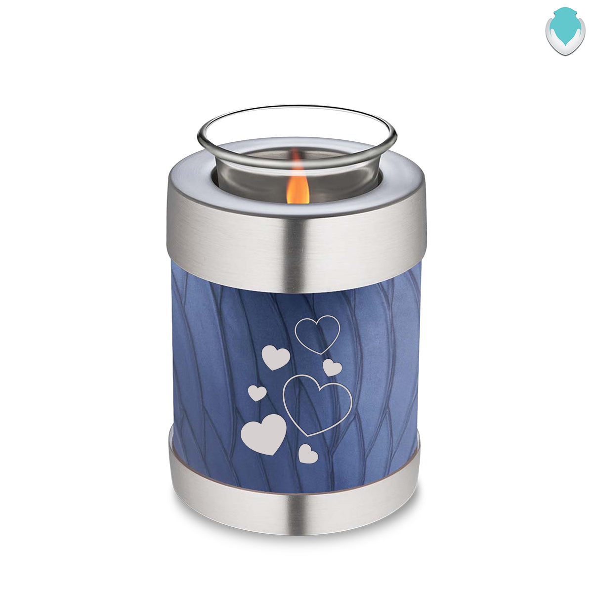 Candle Holder Embrace Pearl Cobalt Blue Floating Heart Cremation Urn