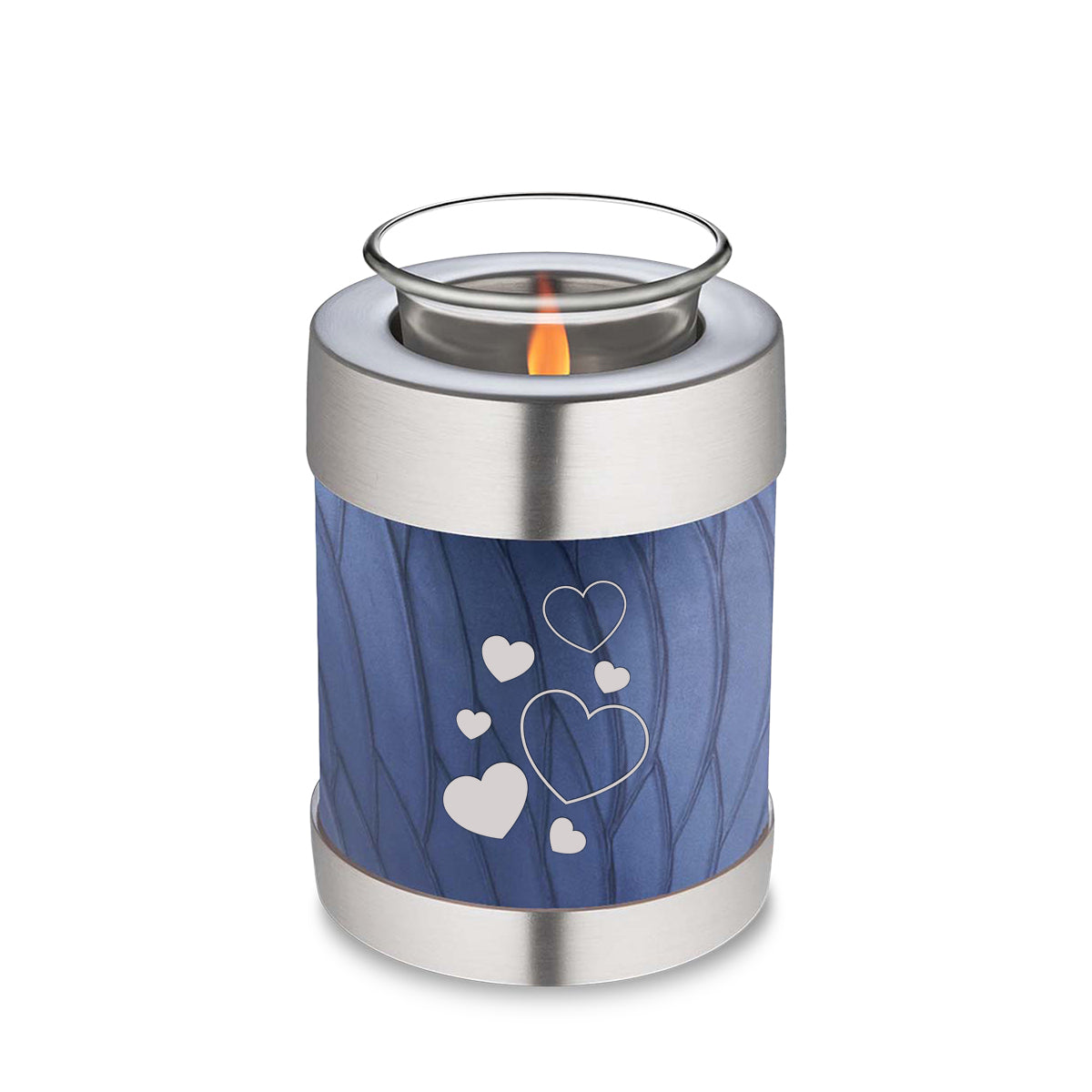 Candle Holder Embrace Pearl Cobalt Blue Floating Heart Cremation Urn