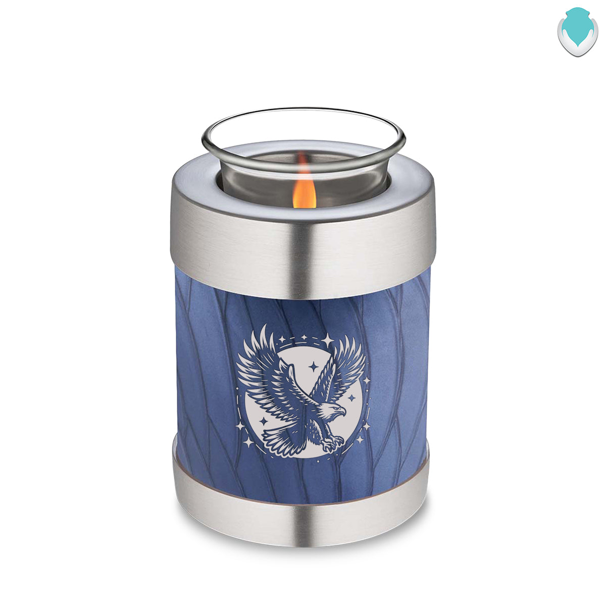 Candle Holder Embrace Pearl Cobalt Blue Flying Eagle Cremation Urn