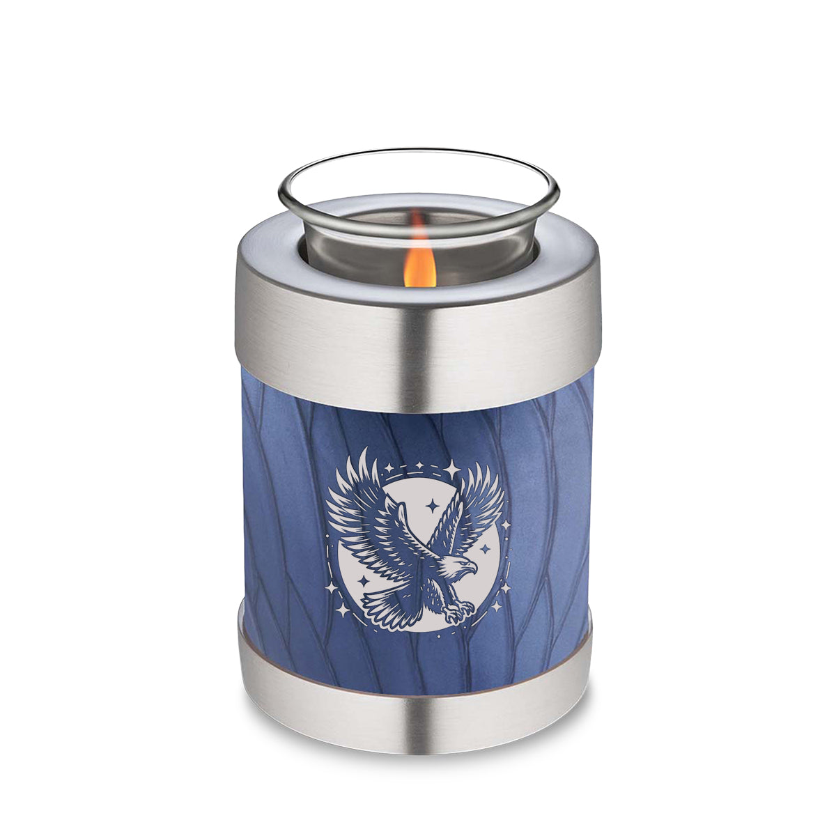 Candle Holder Embrace Pearl Cobalt Blue Flying Eagle Cremation Urn
