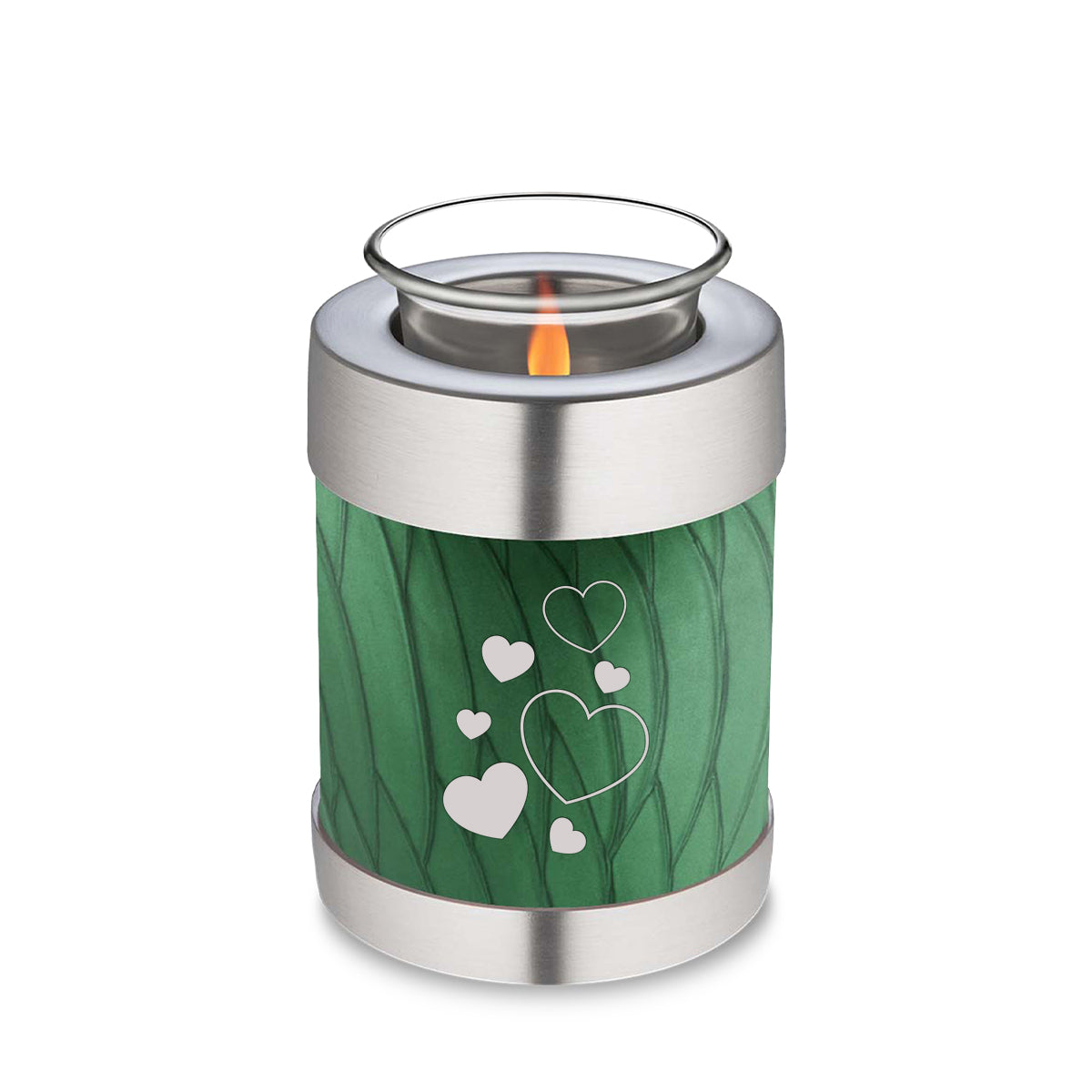 Candle Holder Embrace Pearl Green Floating Heart Cremation Urn