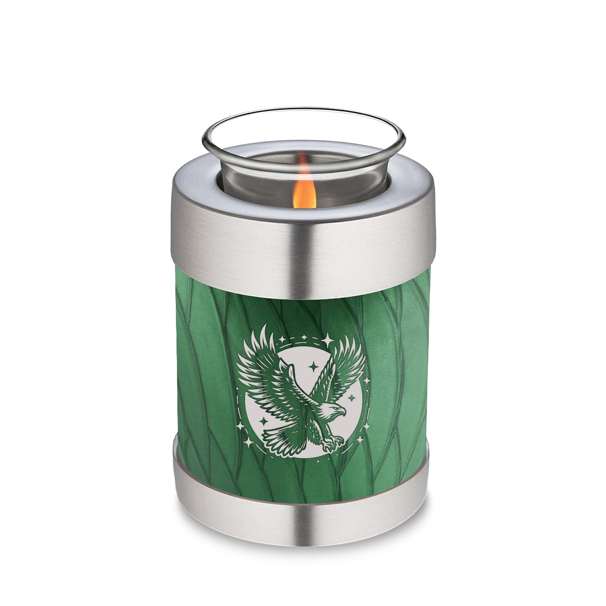 Candle Holder Embrace Pearl Green Flying Eagle Cremation Urn
