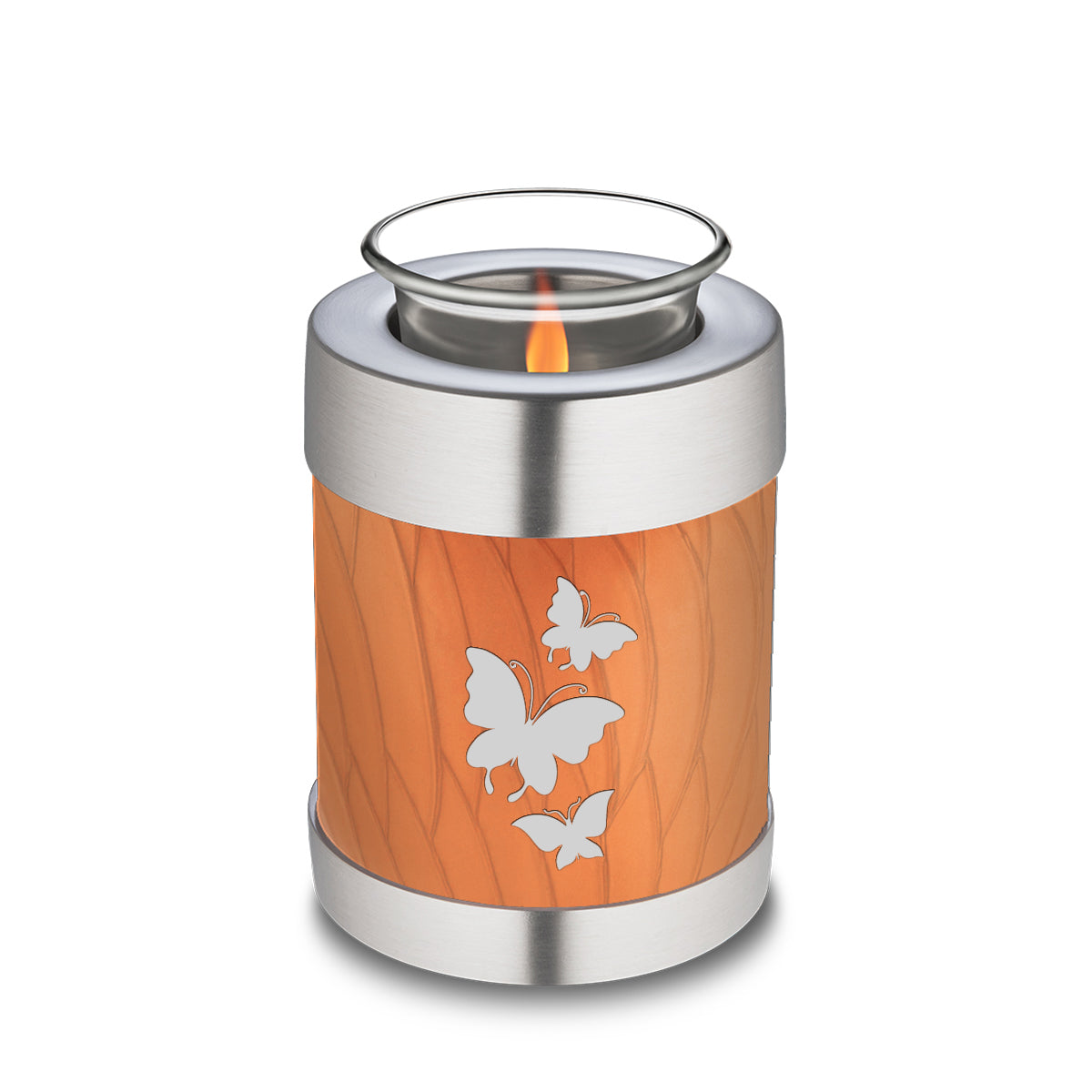 Candle Holder Embrace Pearl Orange Butterfly Cremation Urn