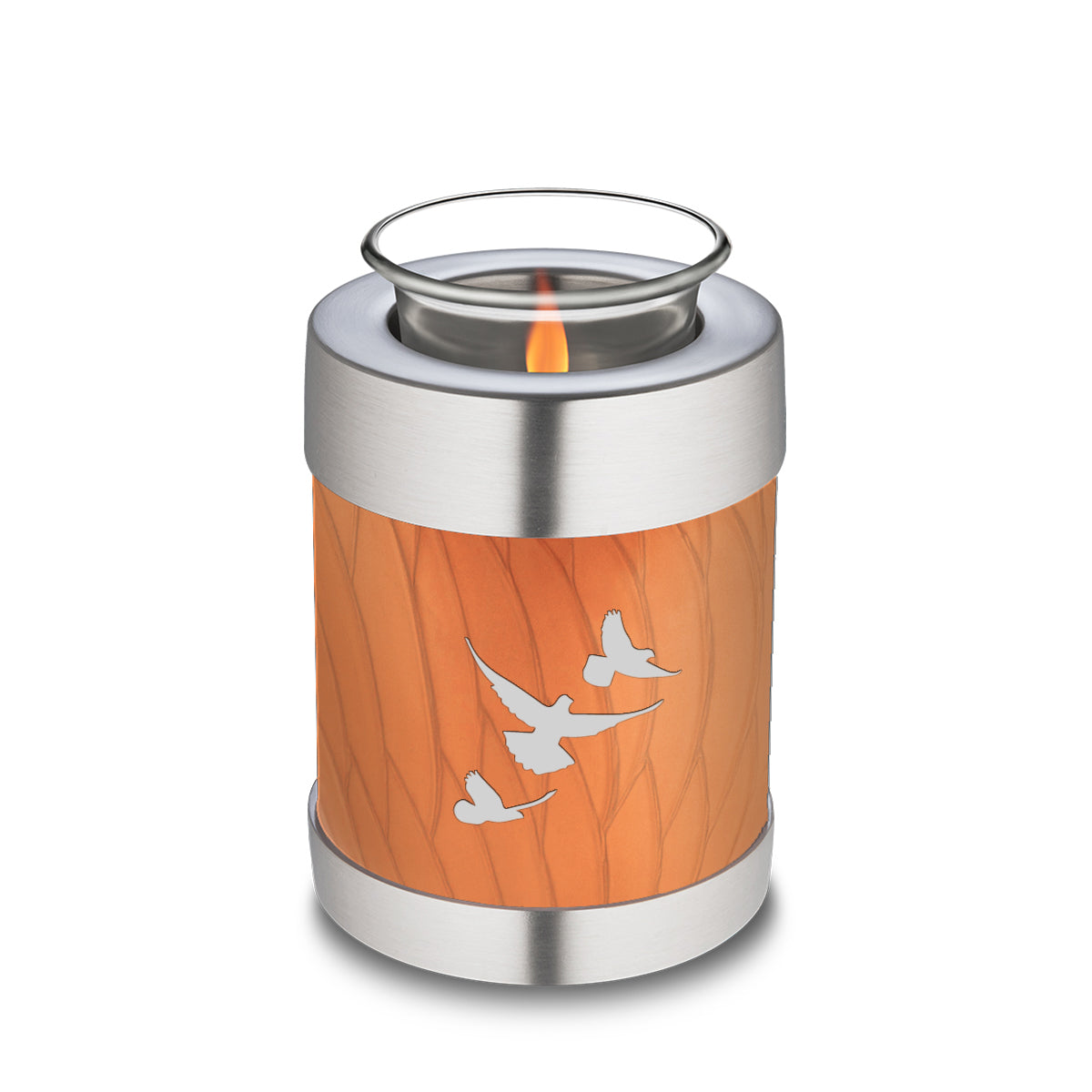 Candle Holder Embrace Pearl Orange Doves Cremation Urn