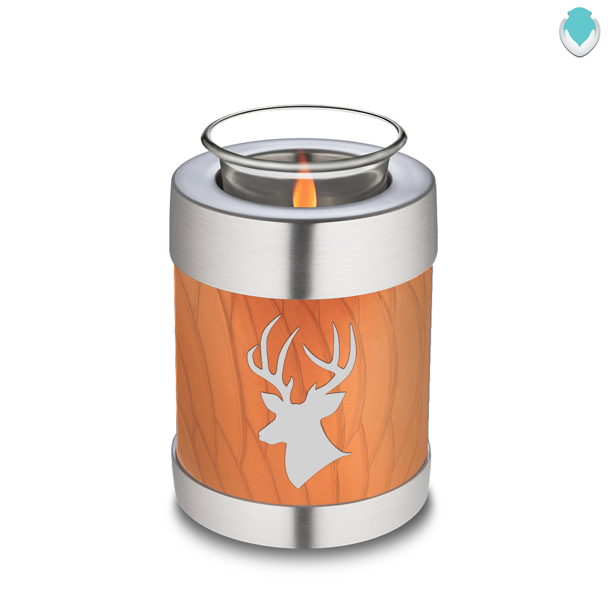 Candle Holder Embrace Pearl Orange Deer Cremation Urn
