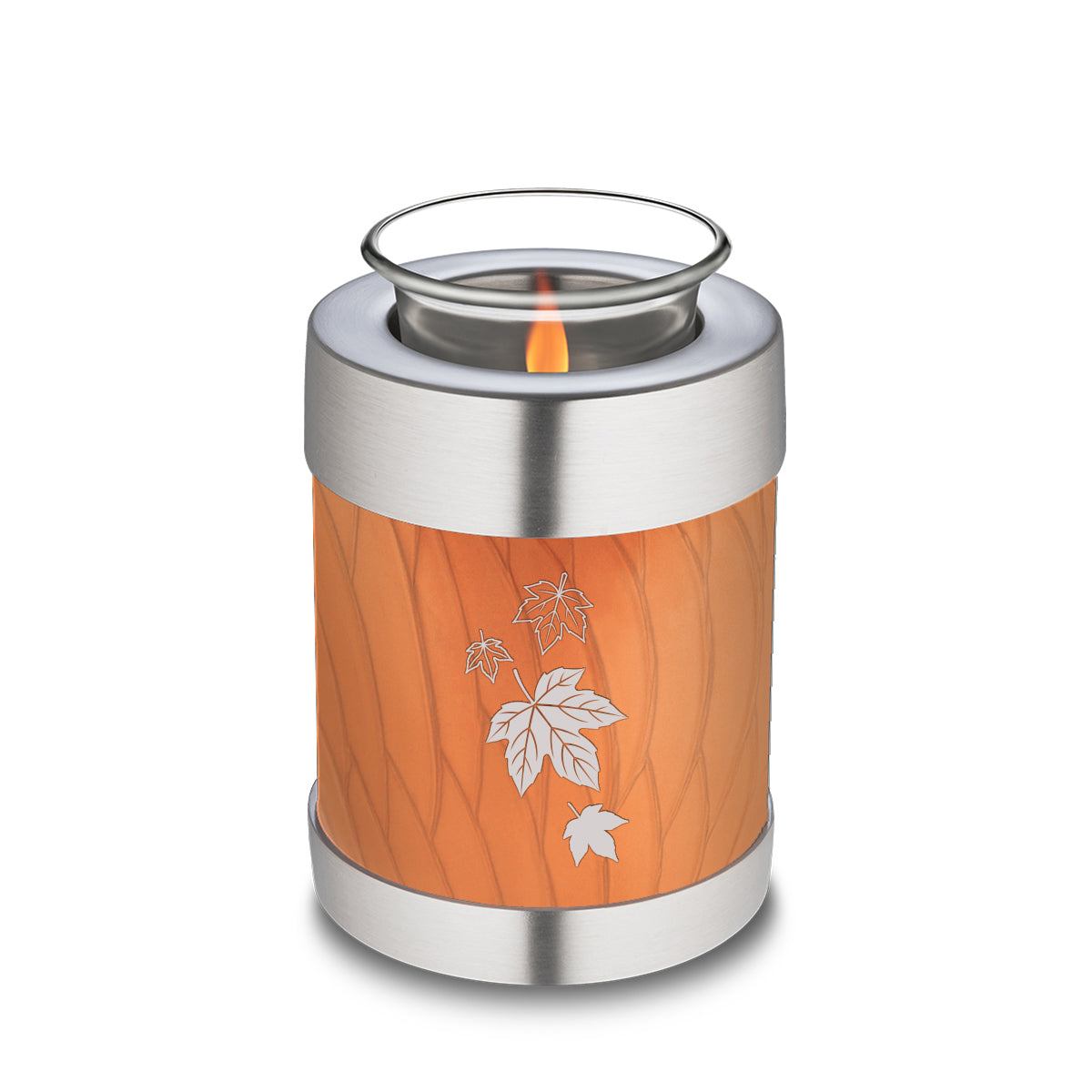 Candle Holder Embrace Pearl Orange Falling Leaves Cremation Urn