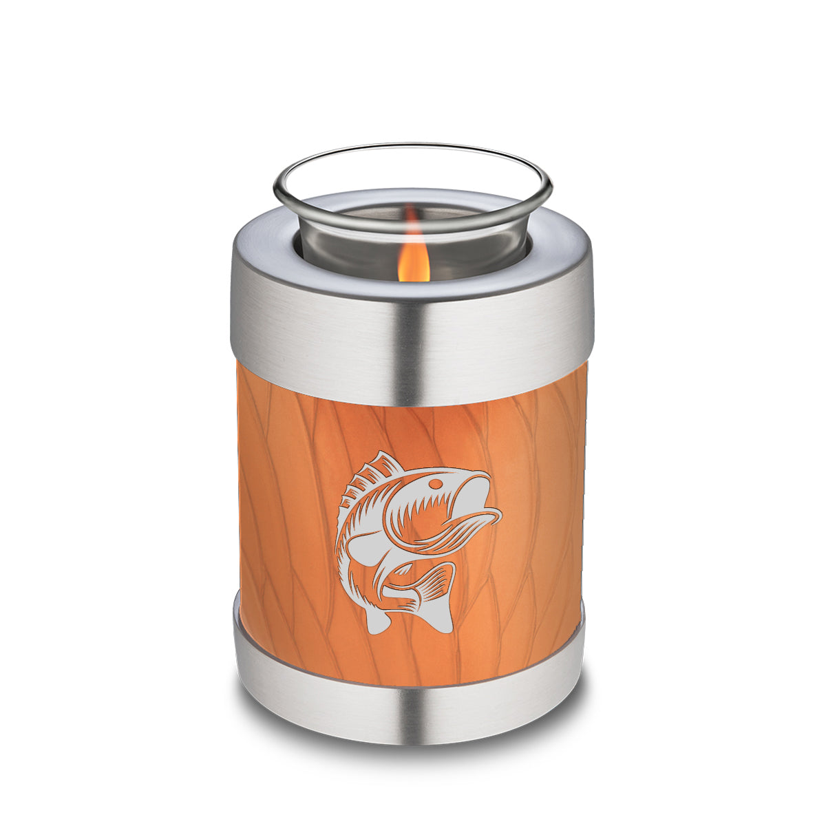 Candle Holder Embrace Pearl Orange Fishing Cremation Urn