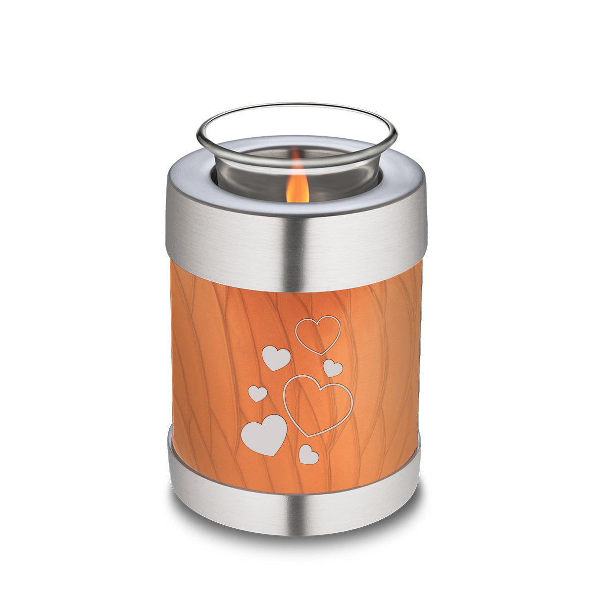 Candle Holder Embrace Pearl Orange Floating Heart Cremation Urn