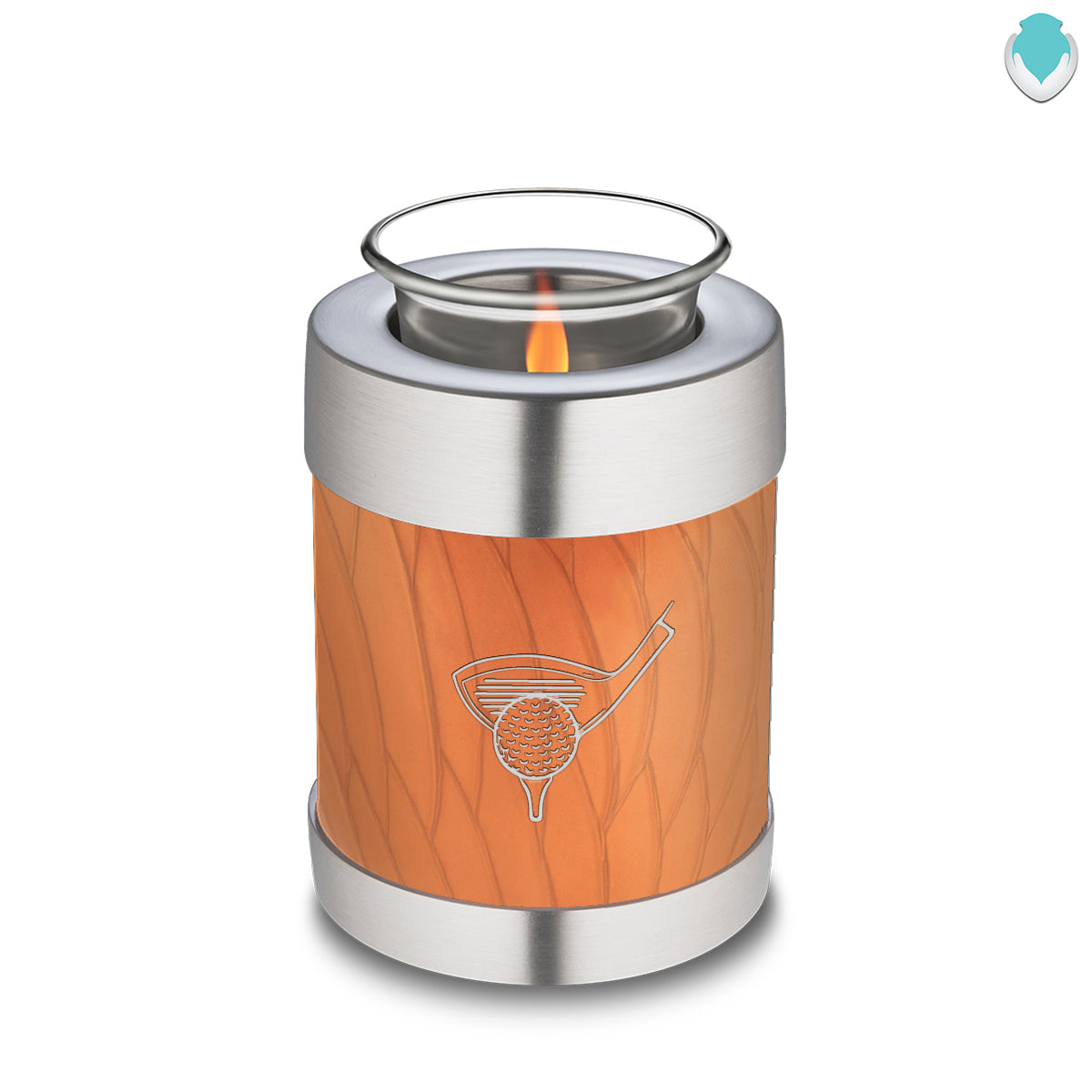 Candle Holder Embrace Pearl Orange Golfer Cremation Urn