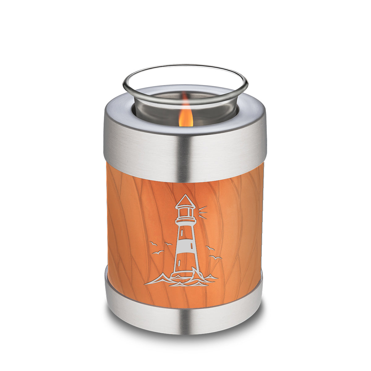 Candle Holder Embrace Pearl Orange Lighthouse Cremation Urn