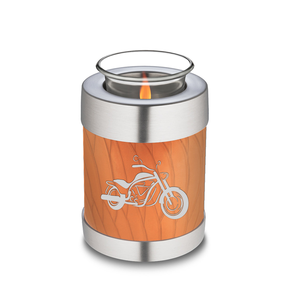 Candle Holder Embrace Pearl Orange Motorcycle Cremation Urn