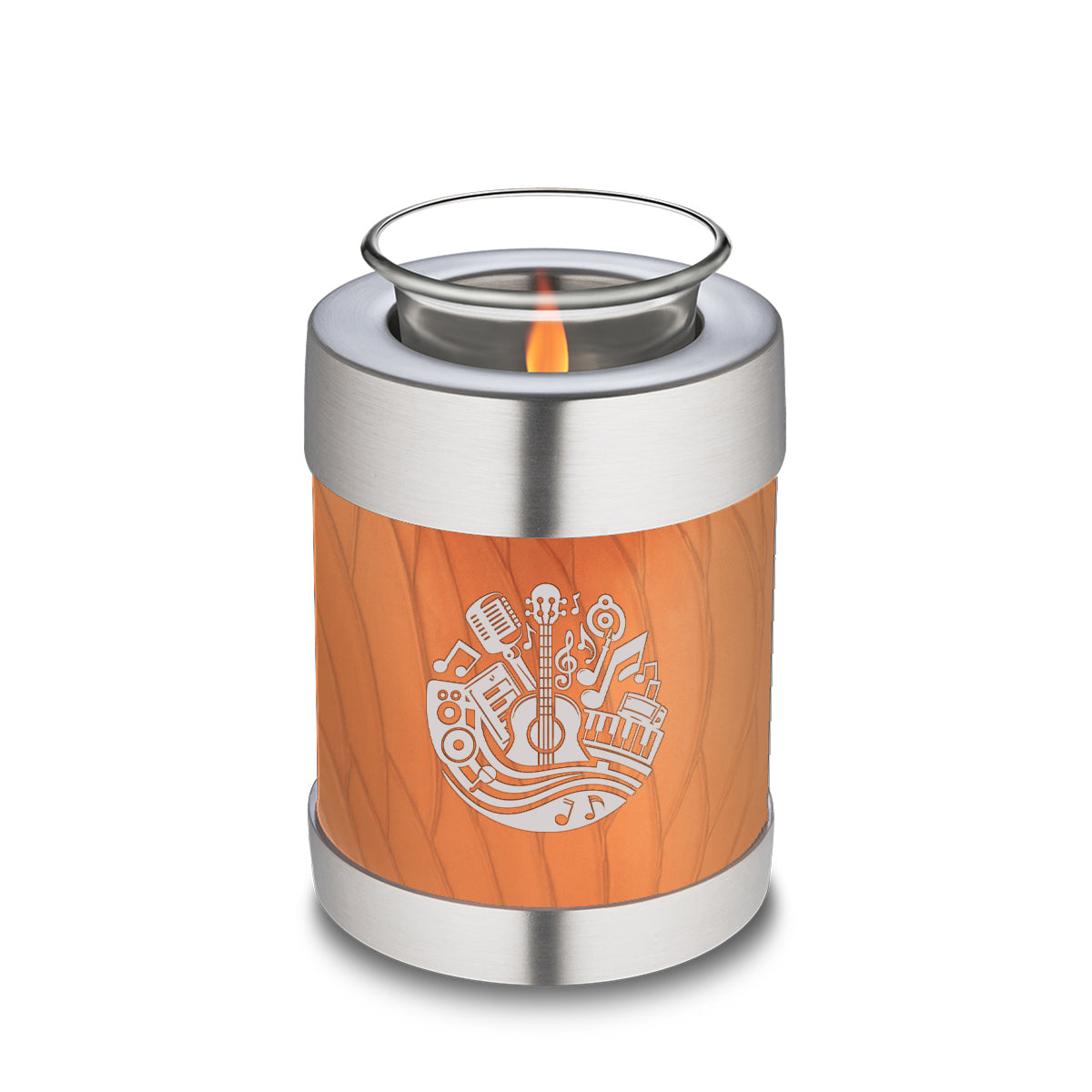 Candle Holder Embrace Pearl Orange Music Cremation Urn