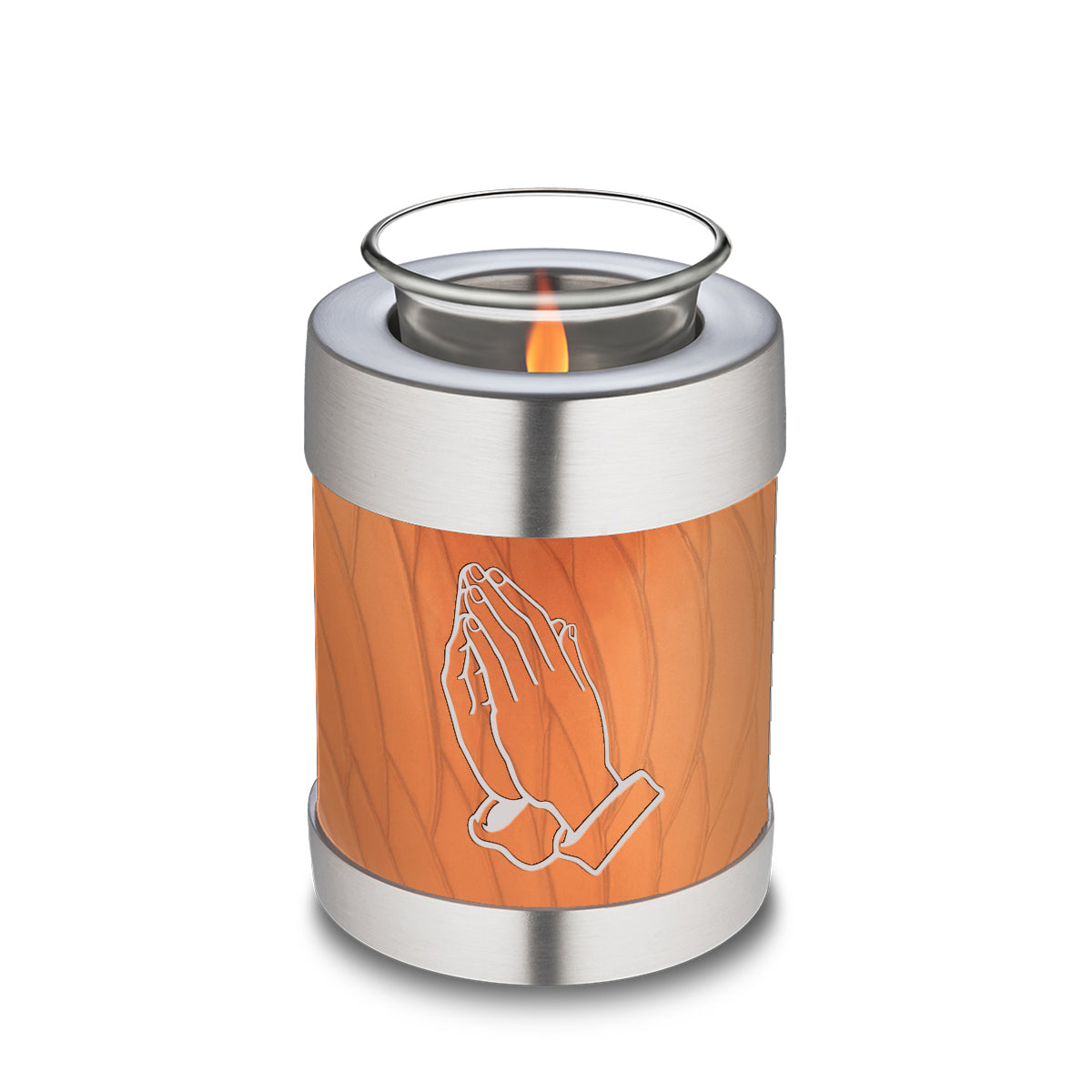 Candle Holder Embrace Pearl Orange Praying Hands Cremation Urn