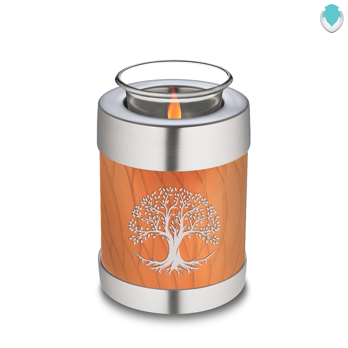 Candle Holder Embrace Pearl Orange Tree of Life Cremation Urn
