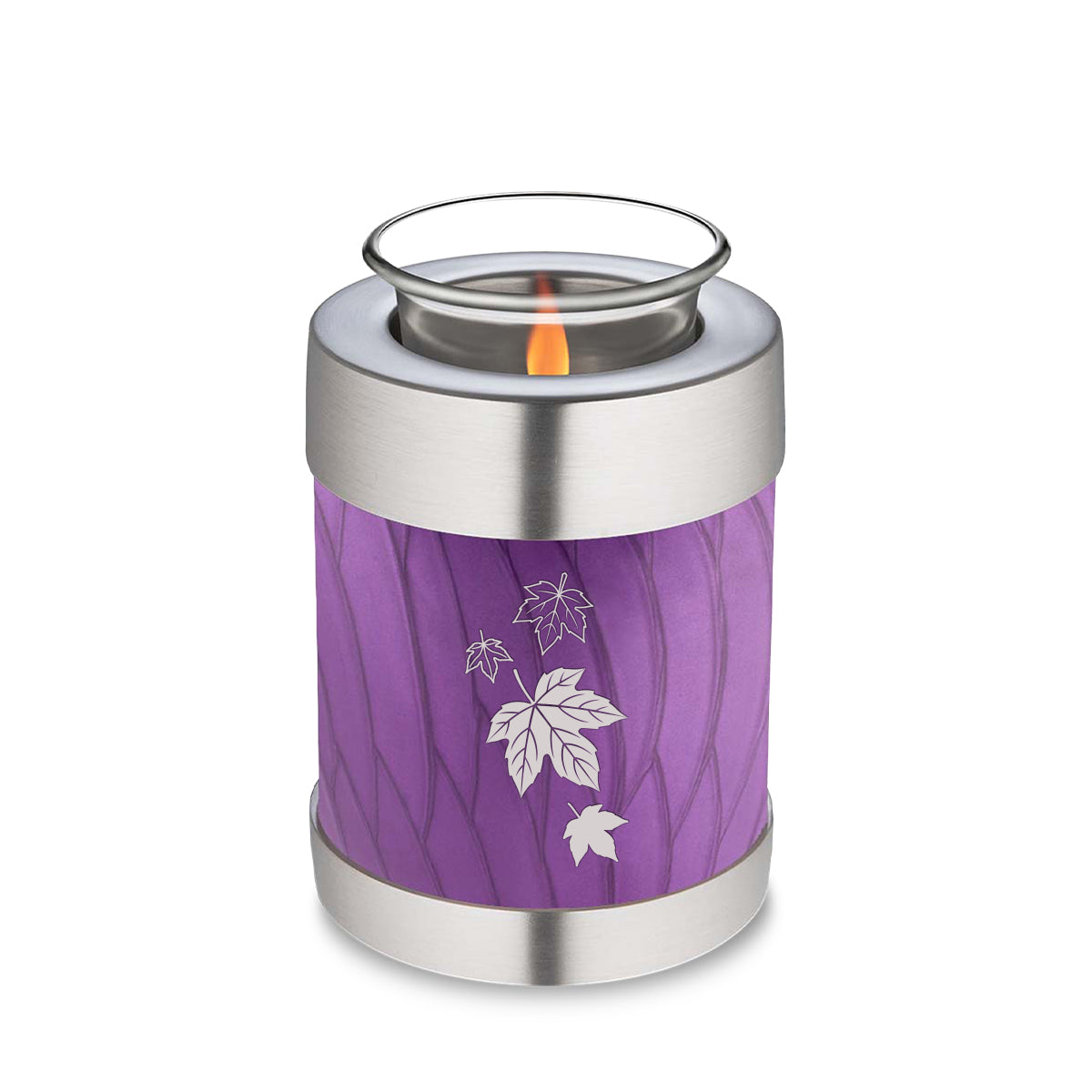 Candle Holder Embrace Pearl Purple Falling Leaves Cremation Urn