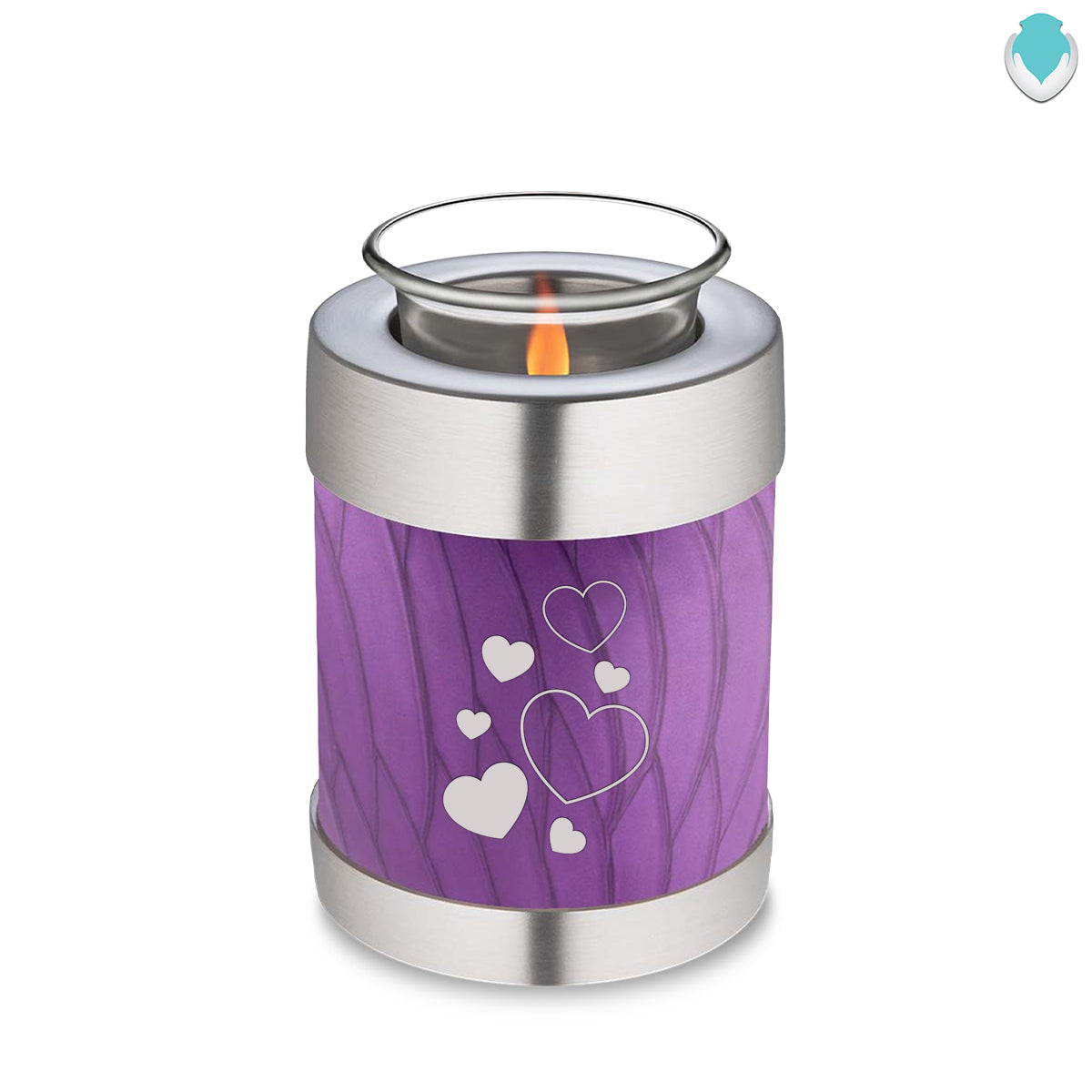 Candle Holder Embrace Pearl Purple Floating Heart Cremation Urn